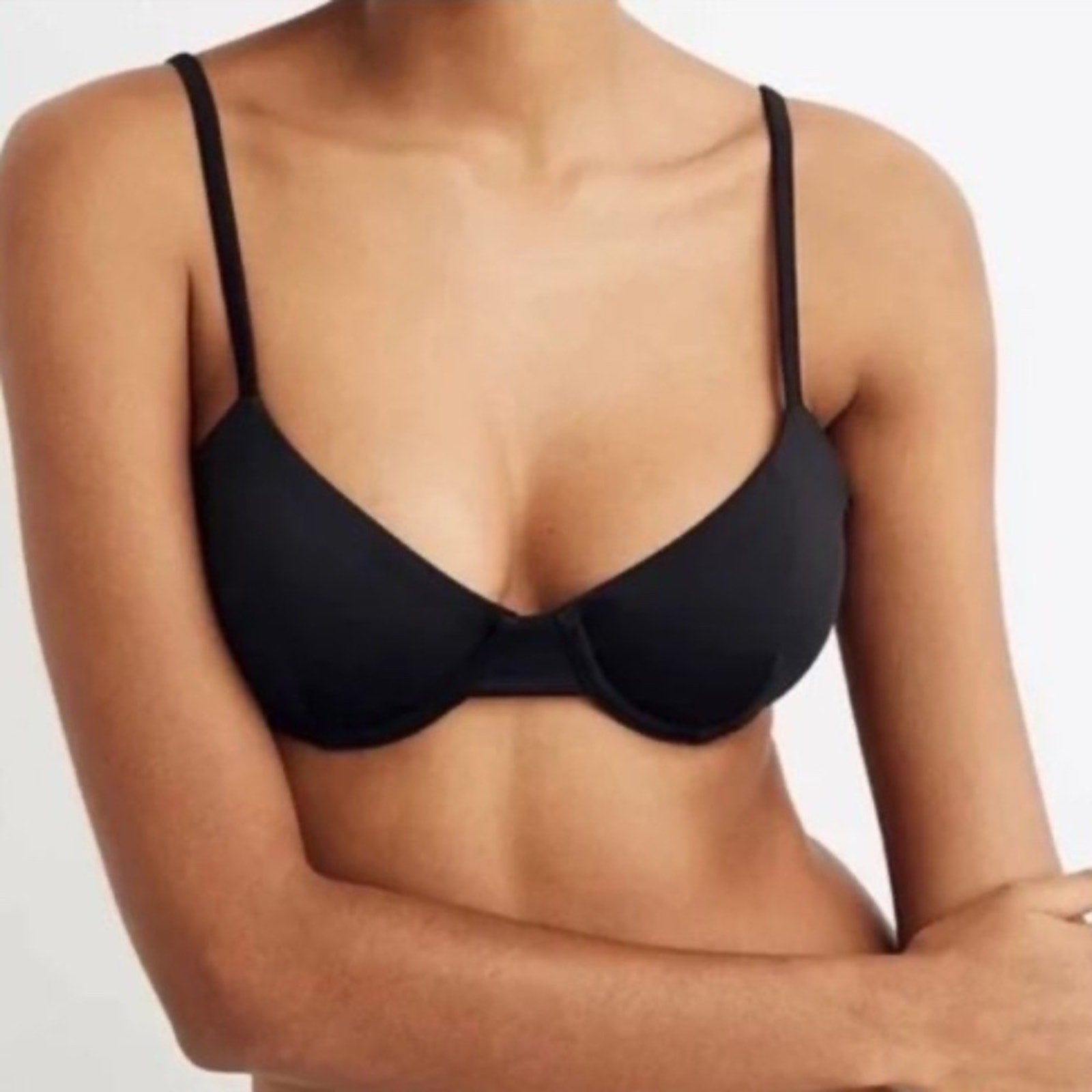 NWT Madewell Second Wave Underwire Black Bikini Top Size XL