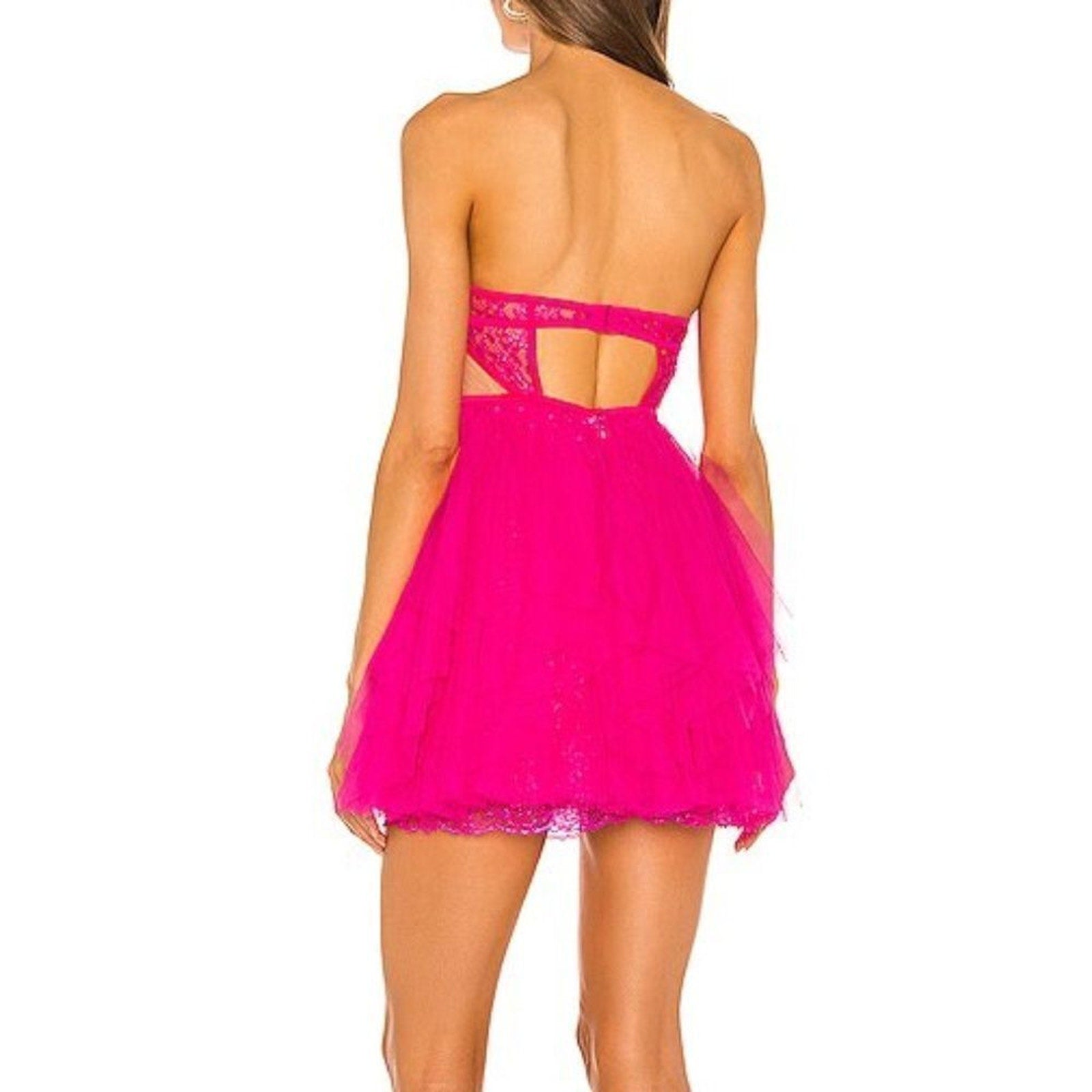 NWT FOR LOVE & LEMONS X Bustier Mini Dress - Pink - size Large