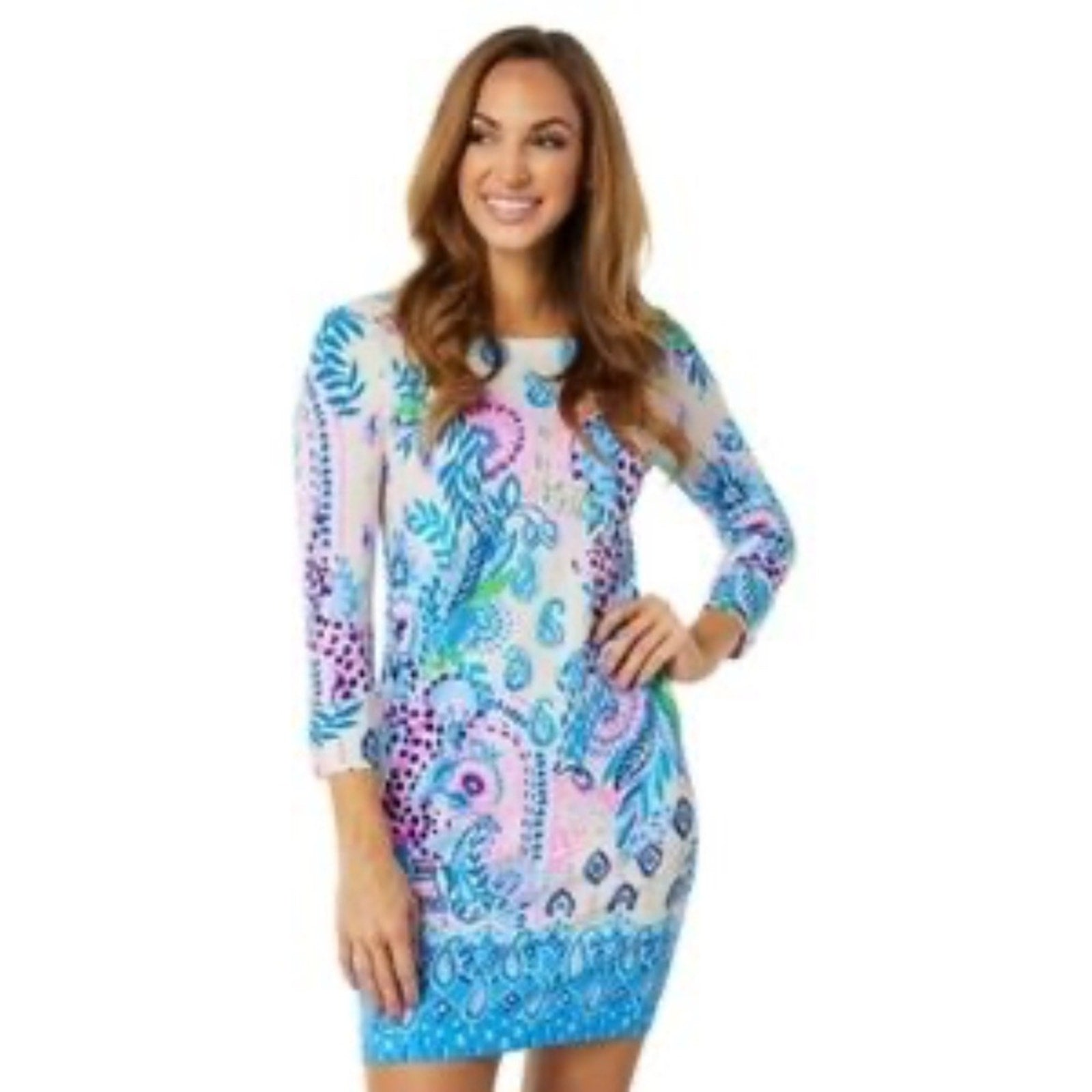 Lilly Pulitzer Sophie Dress in Macadamia Haute Cature Print UPF 50 - size small