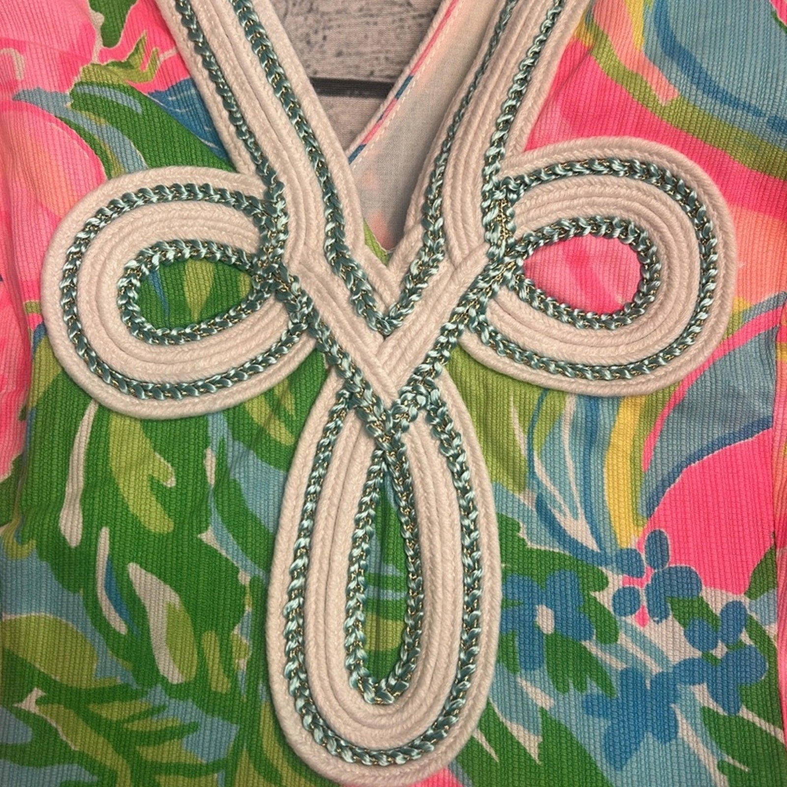 Lilly Pulitzer Tessa So A Peeling Soutache Ribbon Detail Shift Dress - size 0