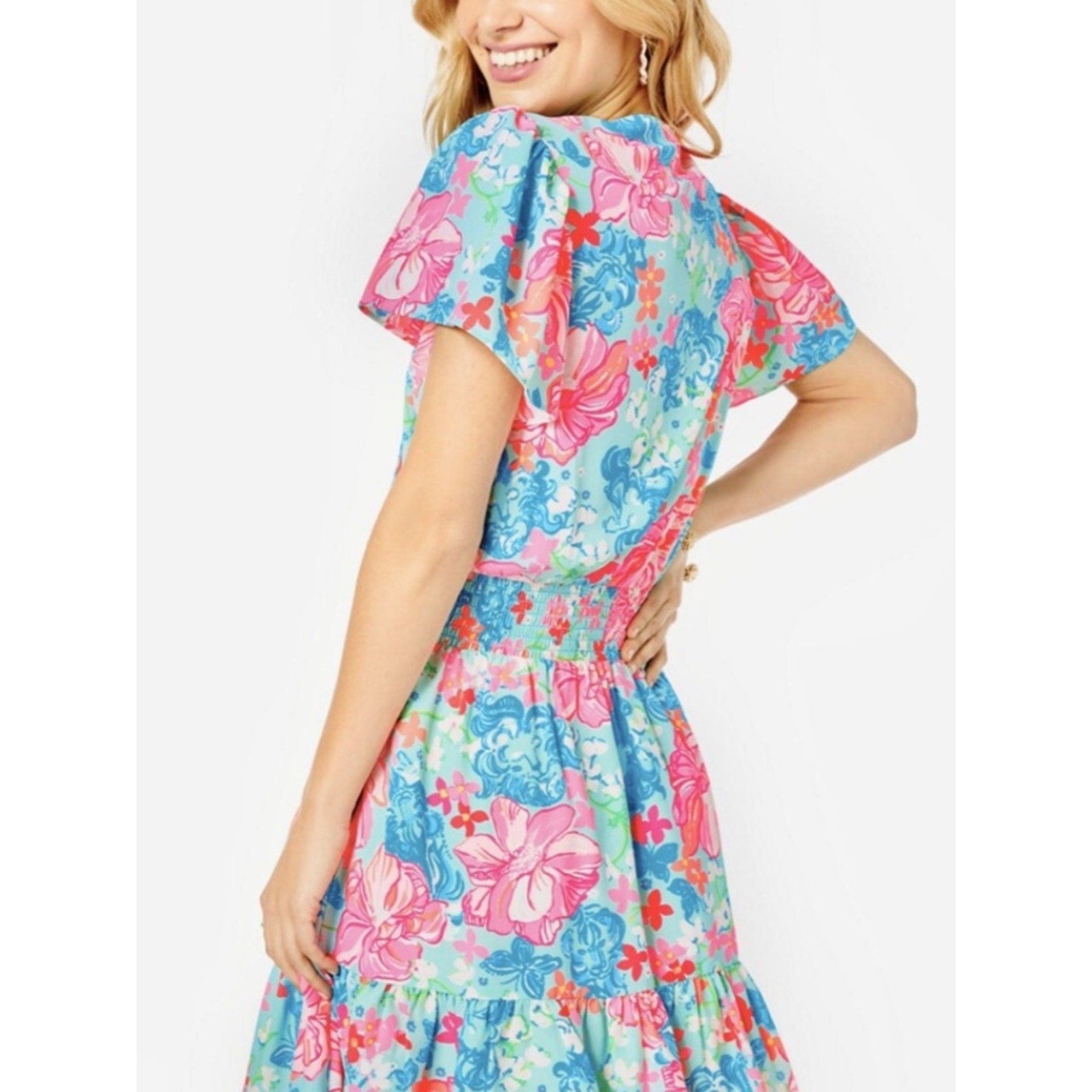 Lilly Pulitzer Maryanne Surf Blue Luscious Lions Fit Flare Dress - size 2
