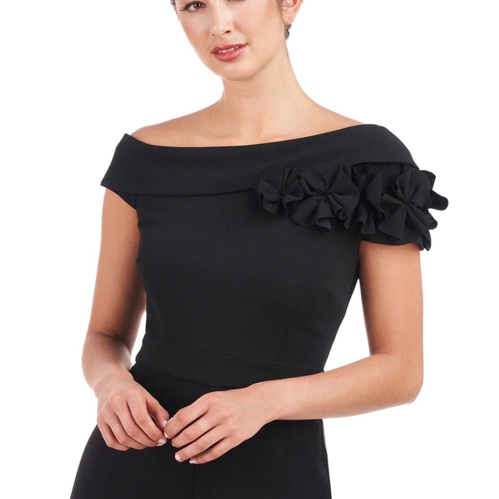 JS Collections Black Lilith One-Shoulder Wide Leg Jumpsuit - Size 8 $248