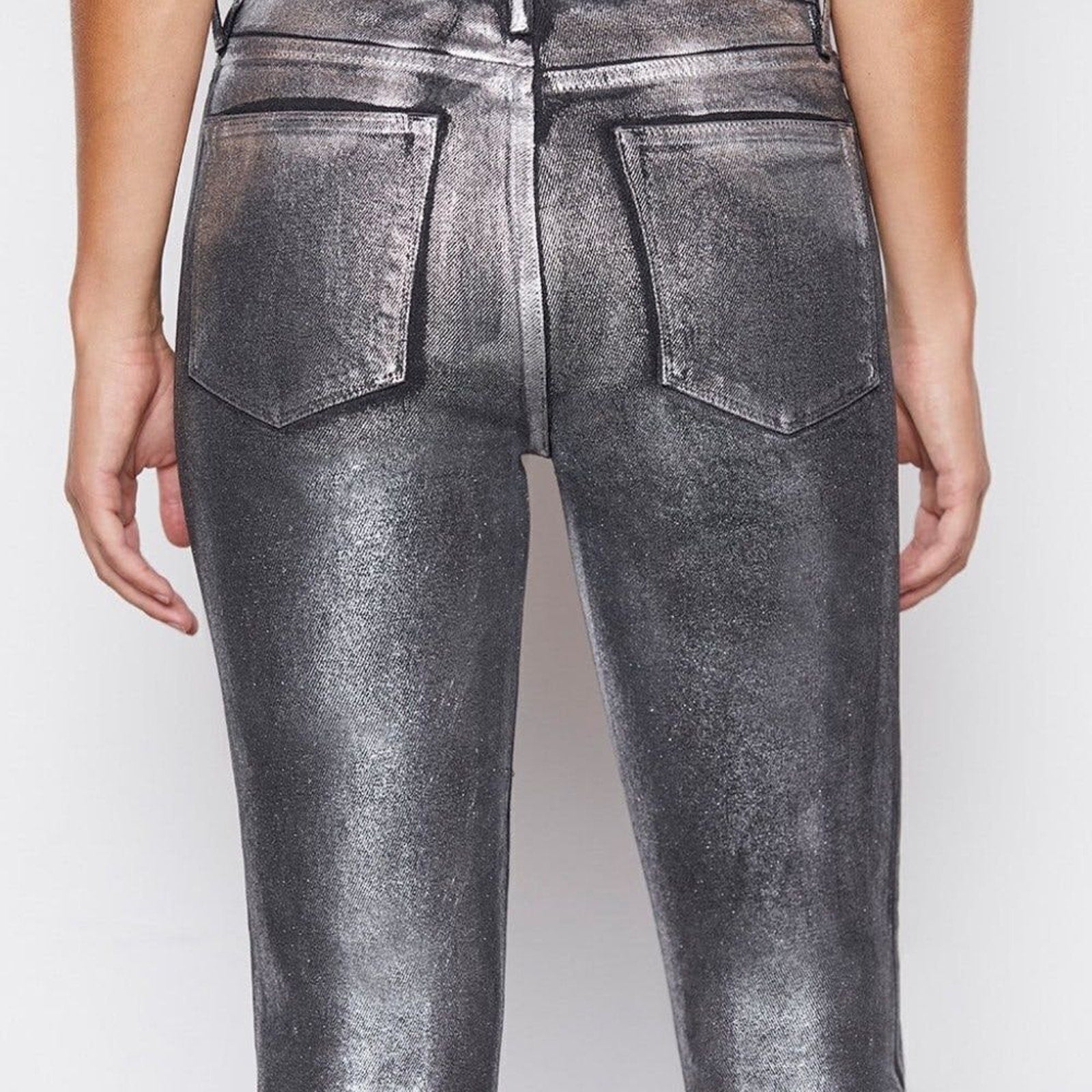 NWT FRAME - LE HIGH SKINNY CROP CHROME NOIR size 27