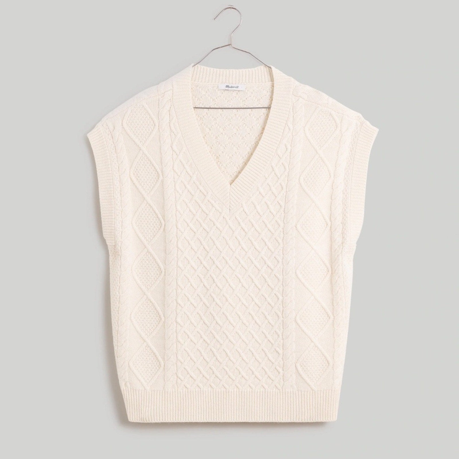 NEW Madewell Cable-Knit V-Neck Sweater Vest - size small