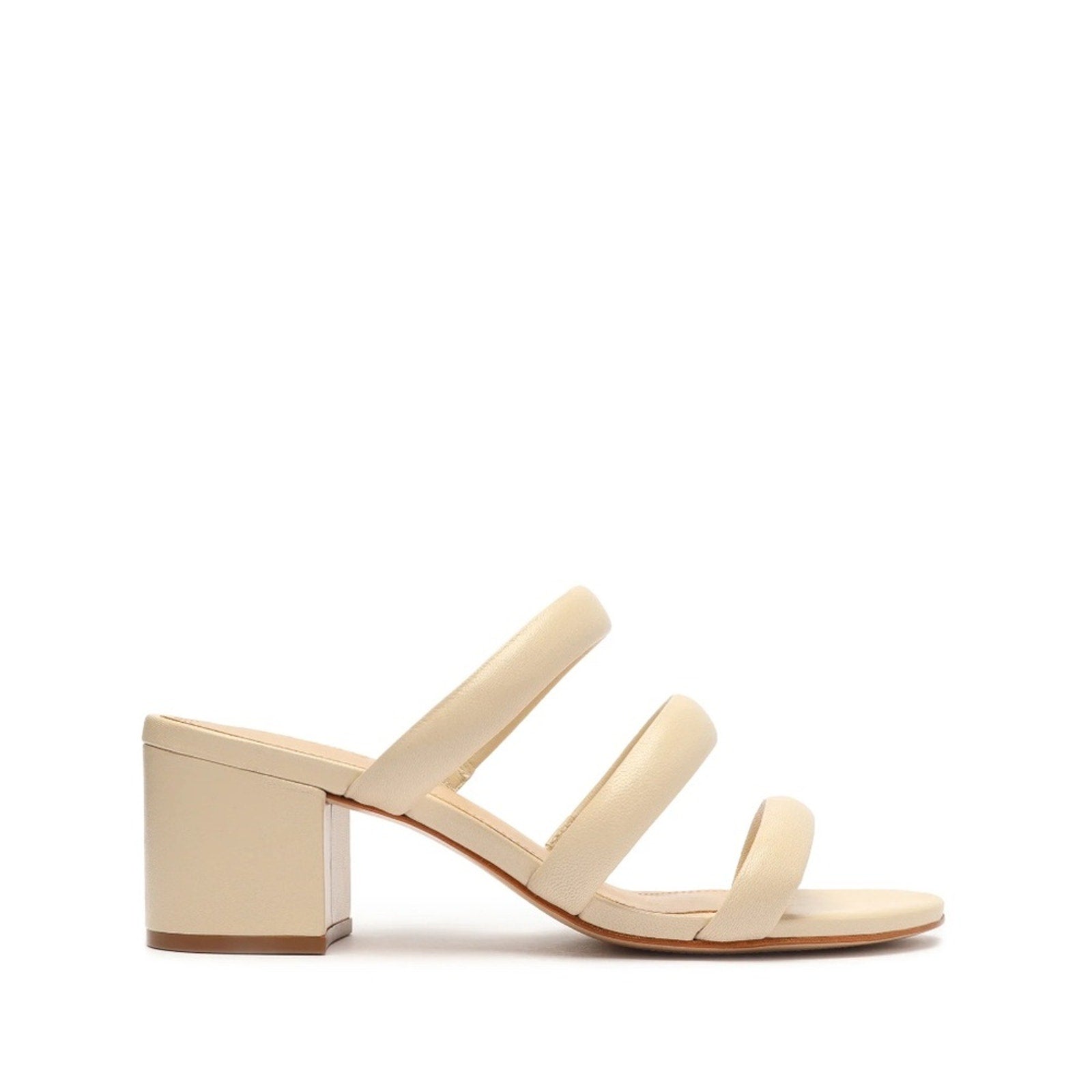 NEW Schutz Olly Cream Leather Block Heel Strappy Sandals - size 7