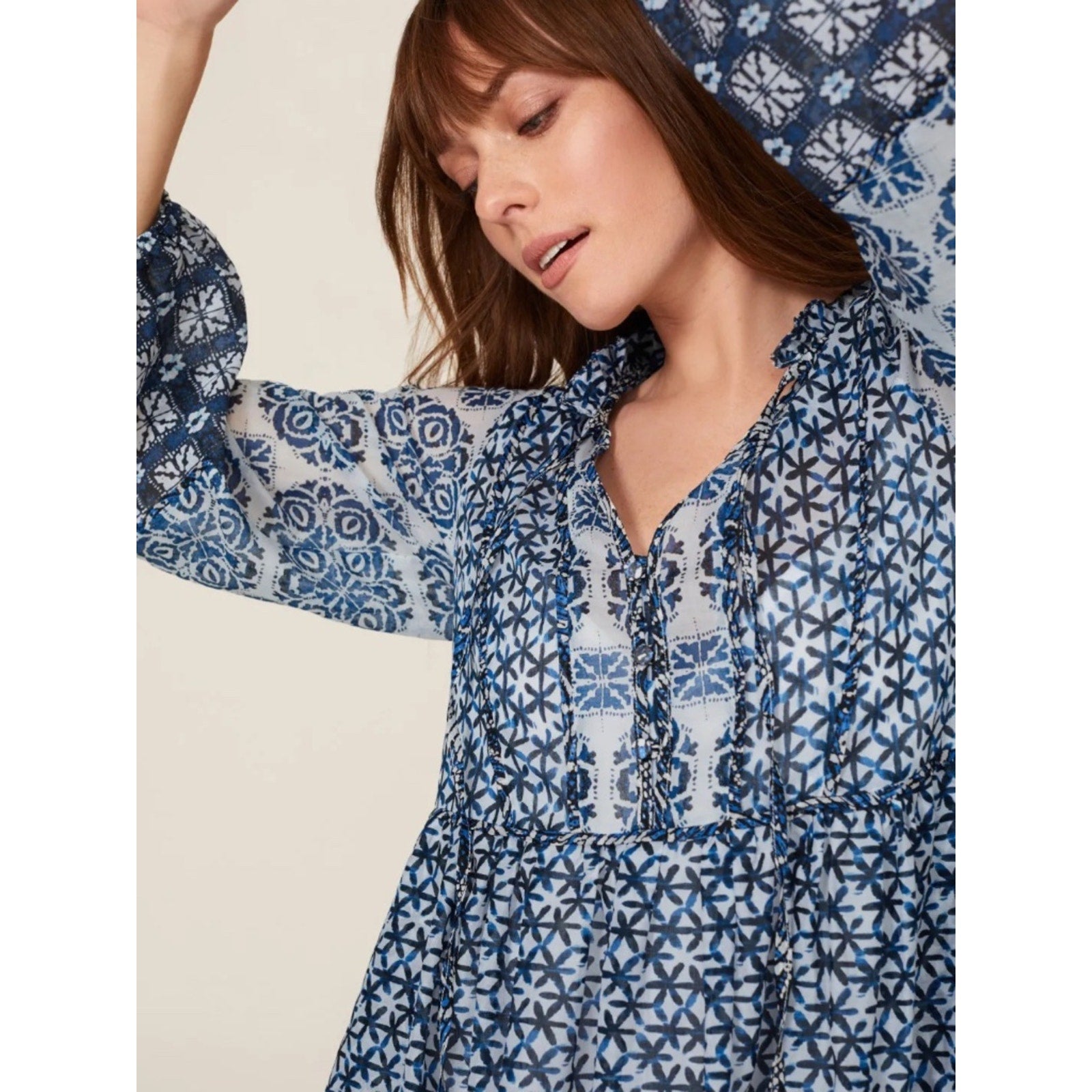 Maje Blue Patchwork Dress - size 38 (US 6)