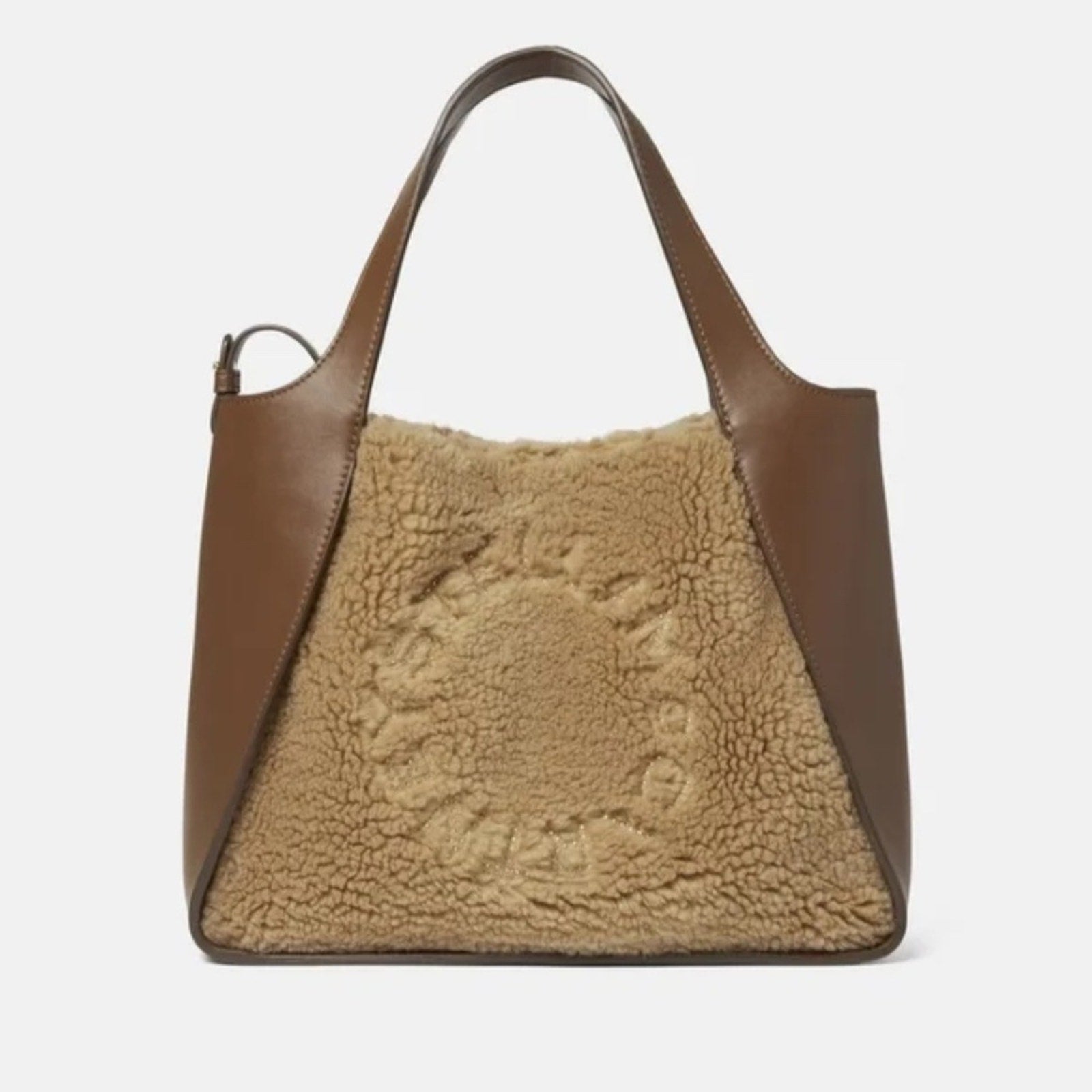 Stella McCartney Teddy Logo Tote Crossbody Bag Brown Biscuit