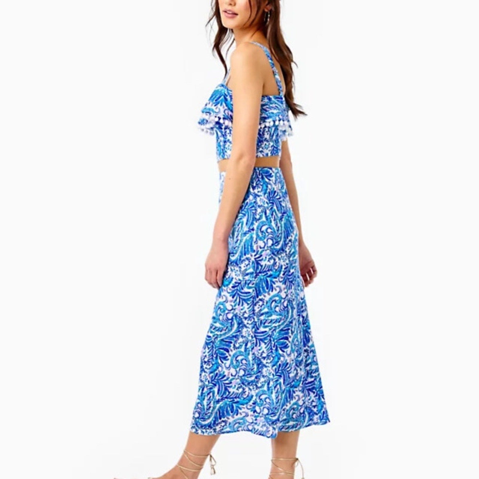 Lilly Pulitzer 2 PC GRETNA SET Baha Blue Bird Is The Word Top - size 12