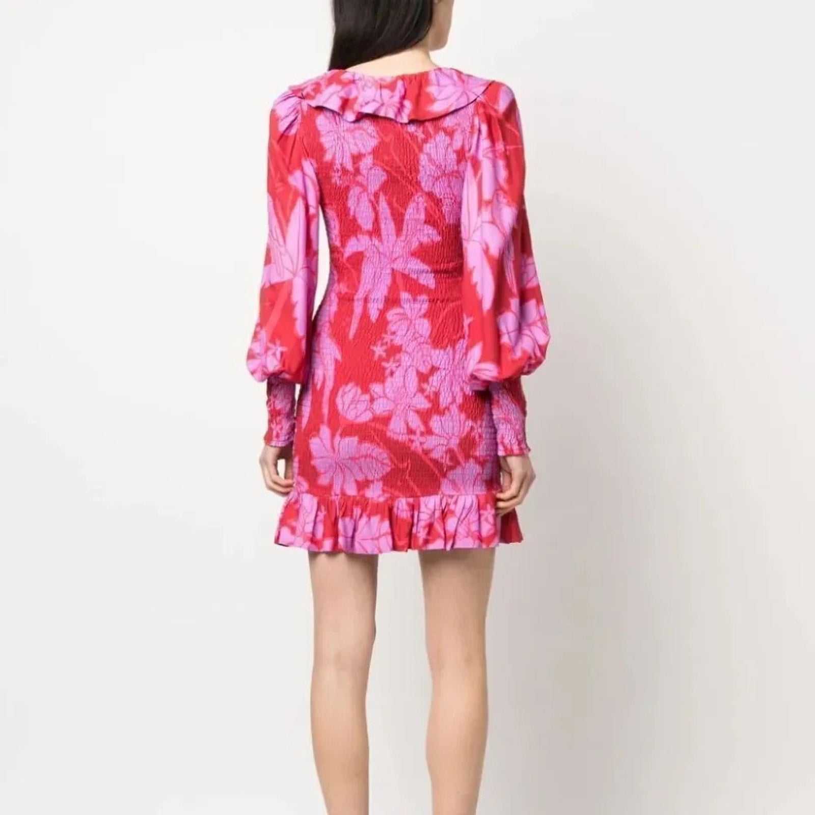 NWOT Farm Rio Living Nature Dress Red Purple Long Sleeve - size XS