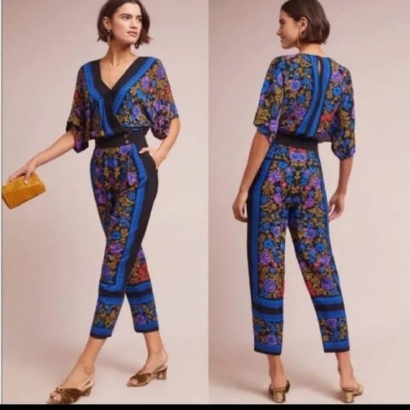 NWT Anthropologie Scarf-Printed Jumpsuit - size 0