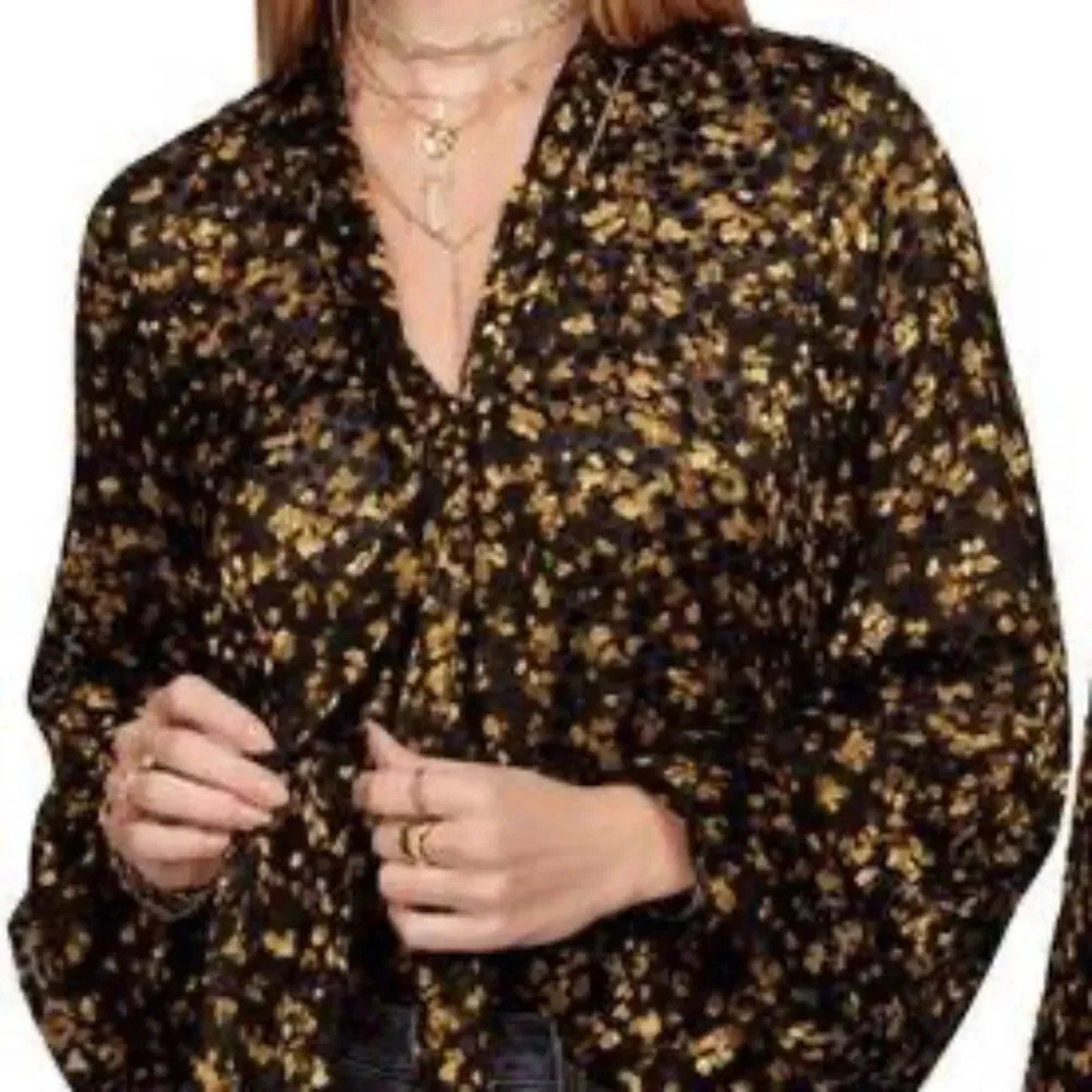 NEW Ramy Brook Billie Top Secretary Bow Sheer Textured Size XS