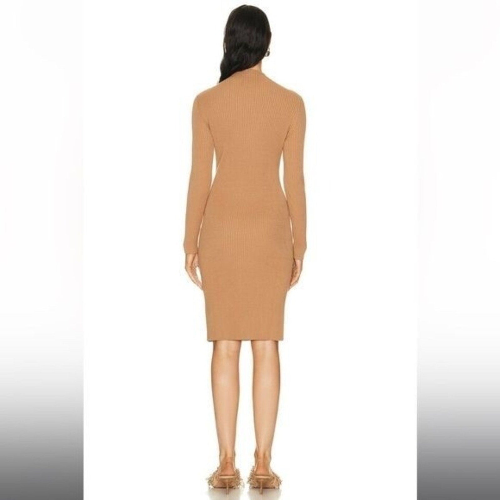 NEW AERON Mauve cut-out ribbed midi dress in Hazelnut - size large