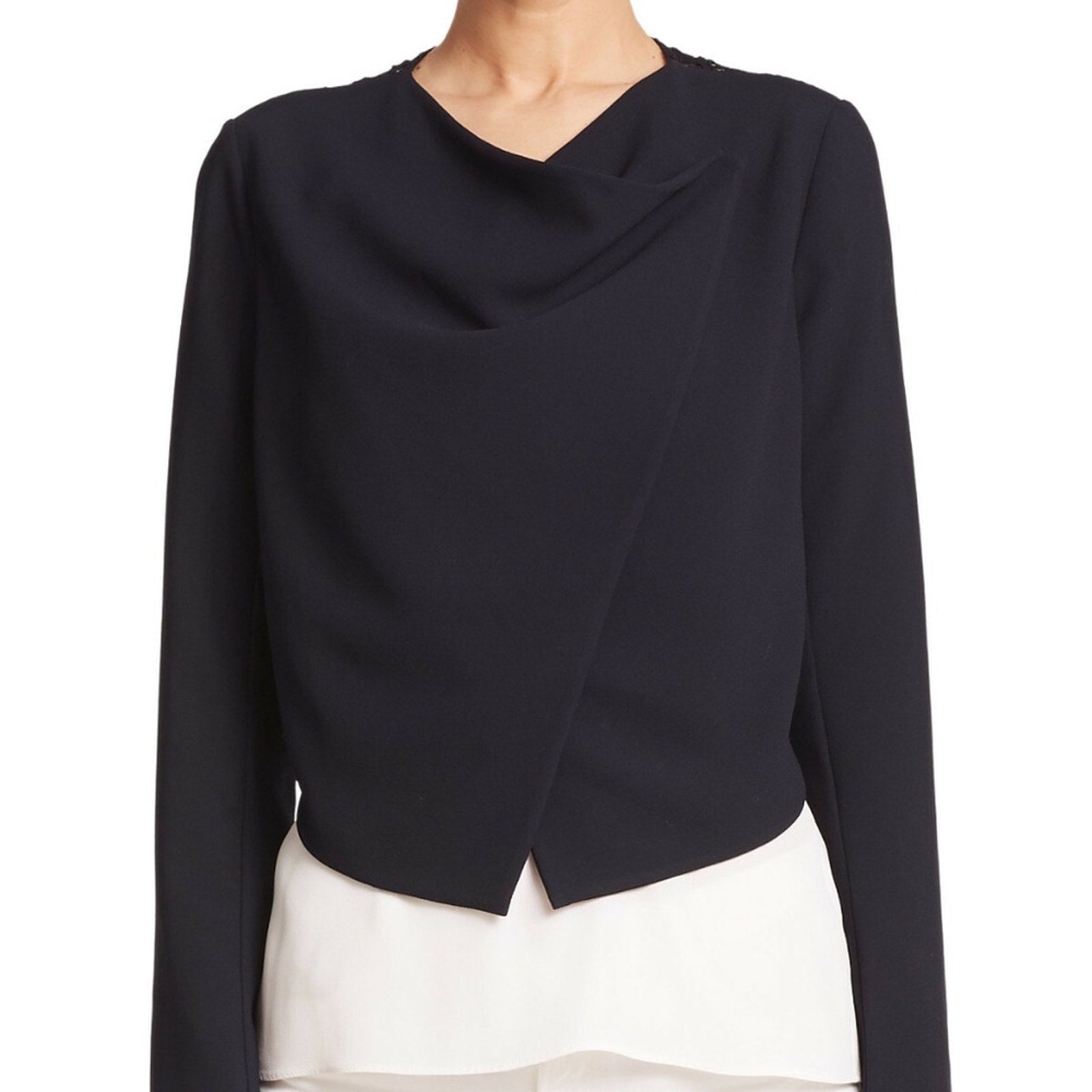 Bailey 44 Womens Cascara Blue Draped Lace Back Blazer Jacket - size small