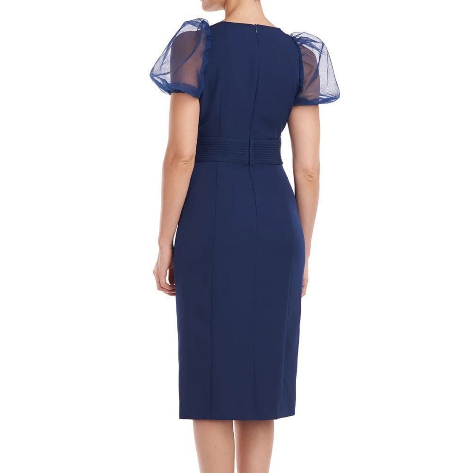NWT JS COLLECTIONS Harley Puff Sleeve Dress In Navy - size 12
