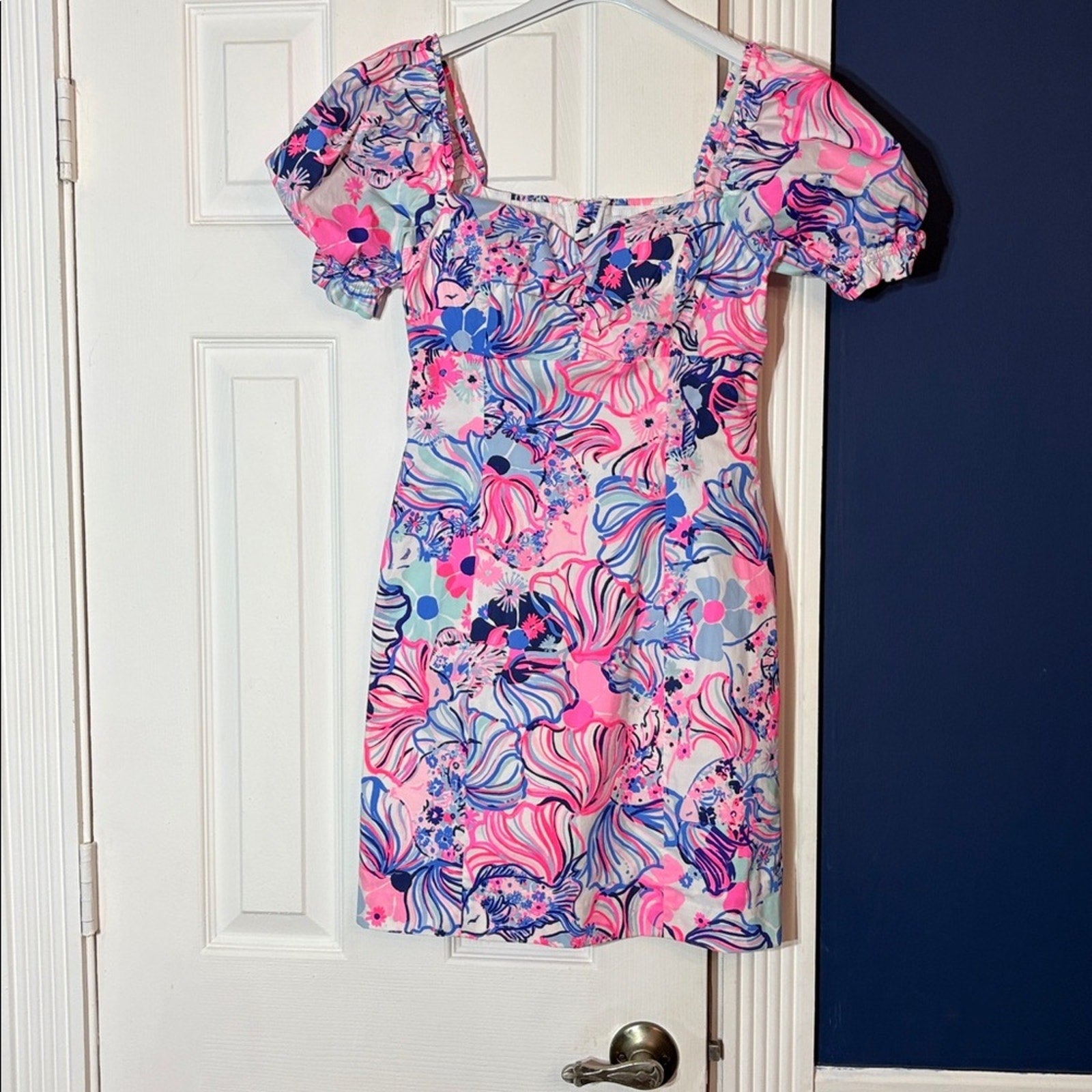 Lilly Pulitzer Keisha Stretch Dress Pink Blue White Make a Splash - size 00