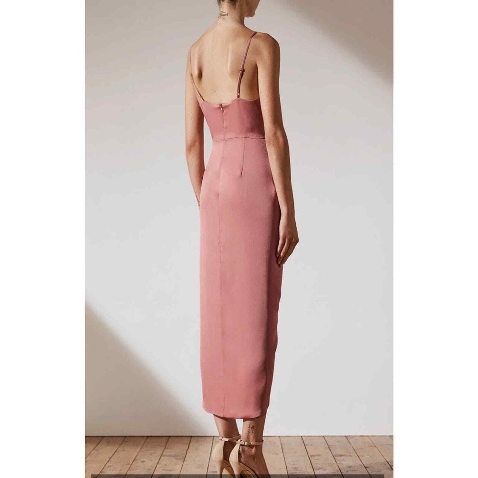 NWT Shona Joy Luxe Tie Front Cocktail Dress in Rose - size 14