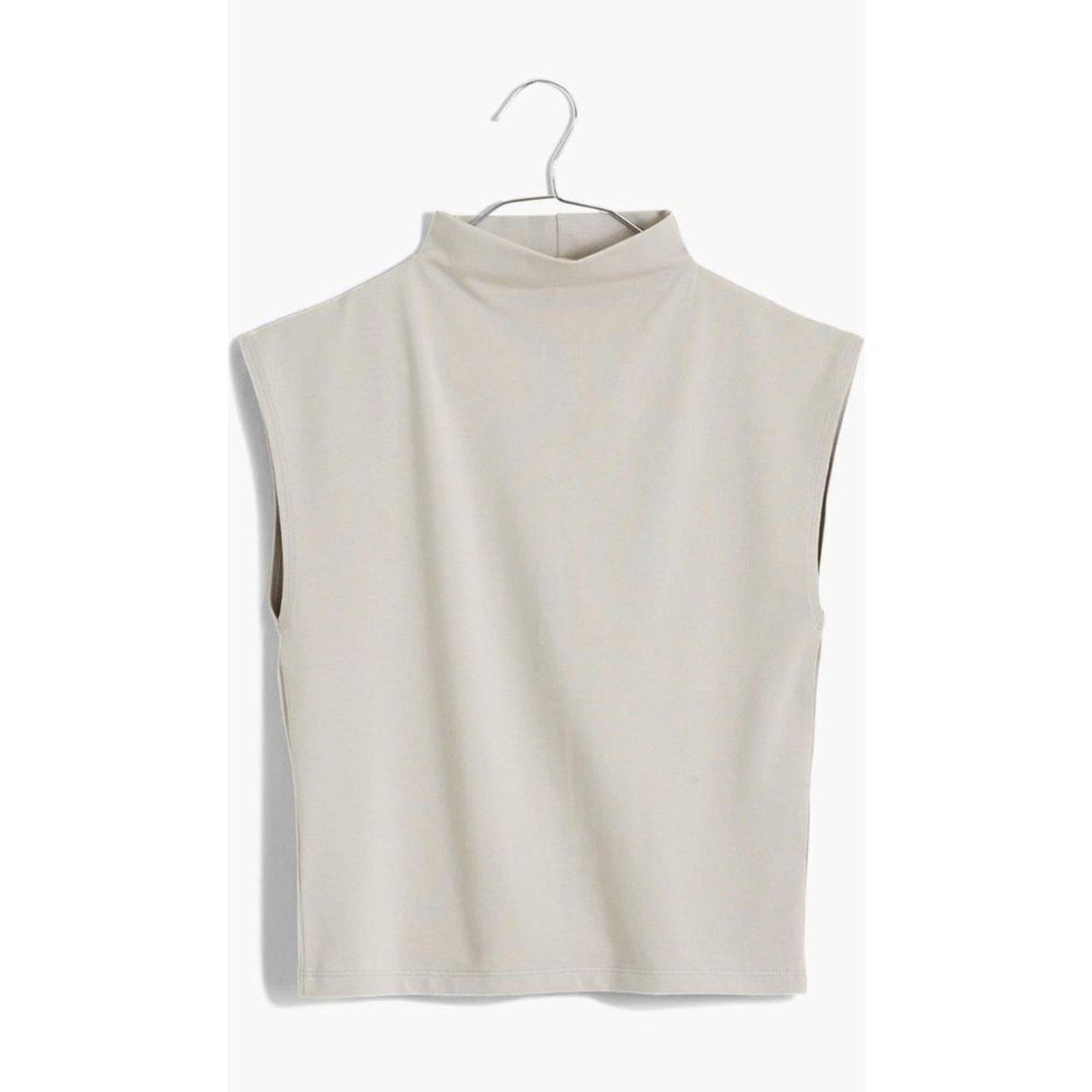 NWT Madewell Funnelneck Cropped Muscle Tee Weathered Concrete Gray - size M