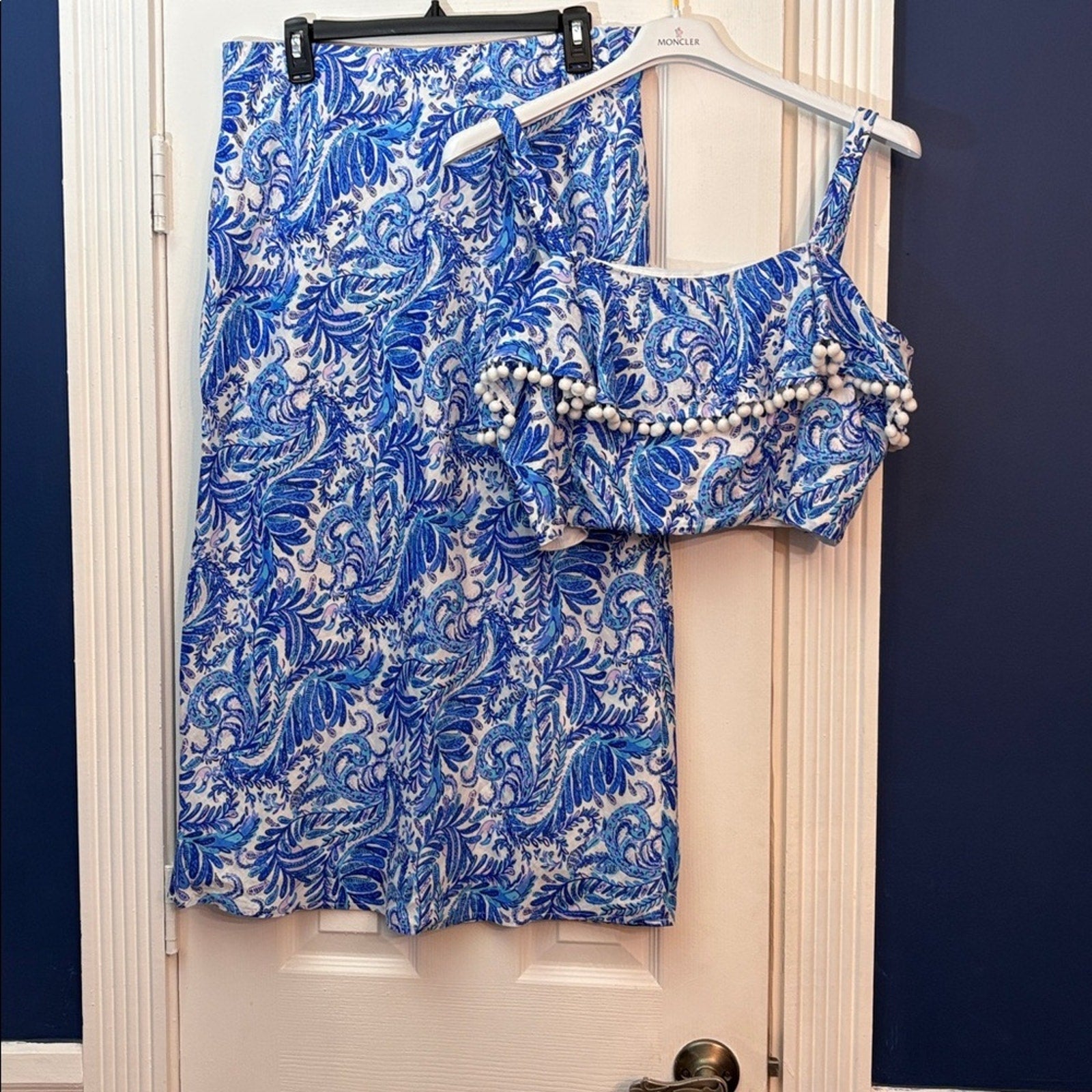 Lilly Pulitzer 2 PC GRETNA SET Baha Blue Bird Is The Word Top - size 12
