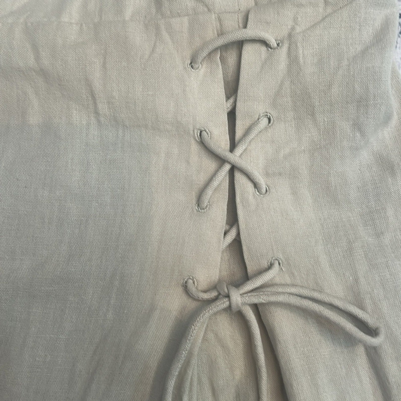 NWT Free People Francesca Midi Dress Ocean Pearl Ivory Linen size Small $108