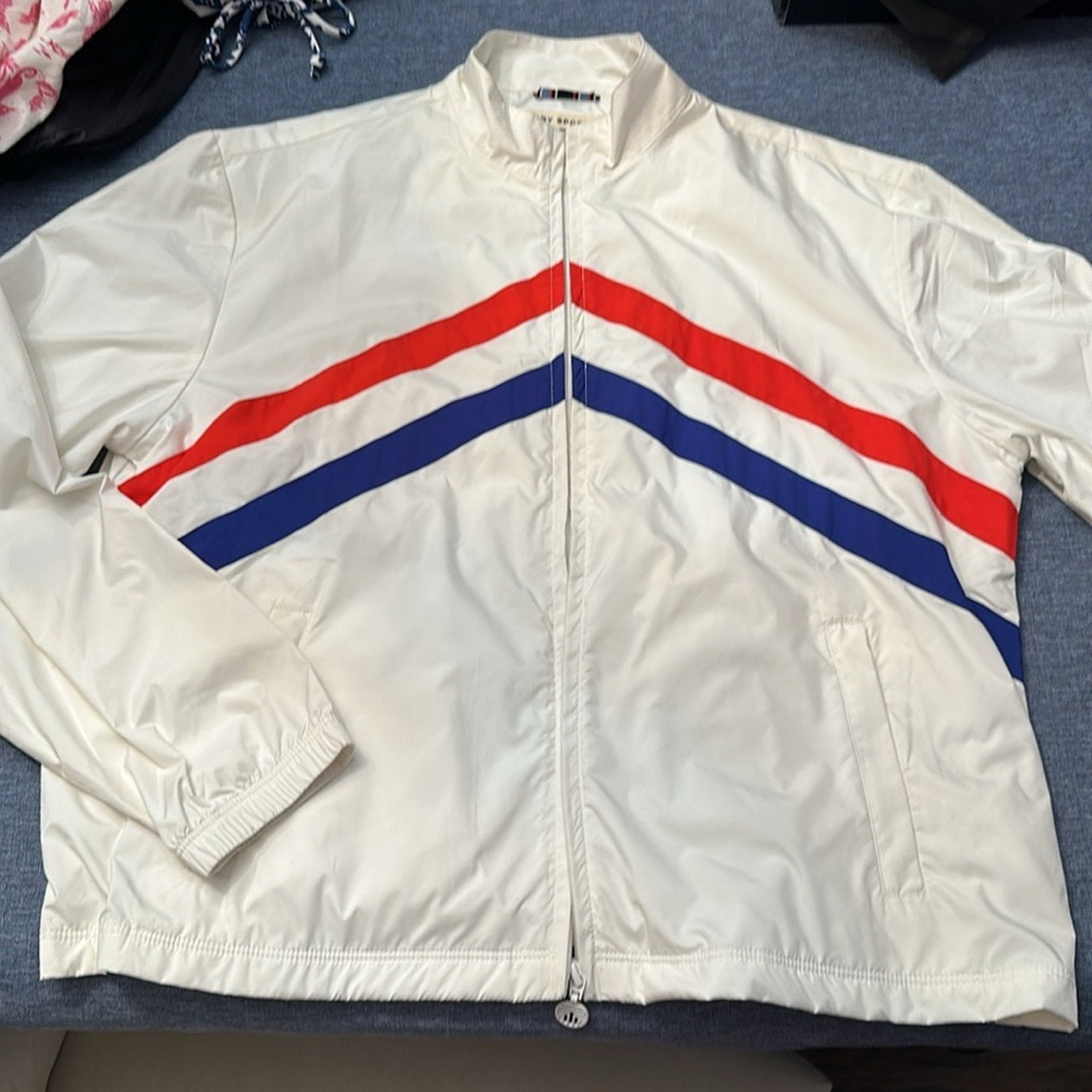 TORY BURCH Sport Snow White Jacket windbreak Orig $200 - size L