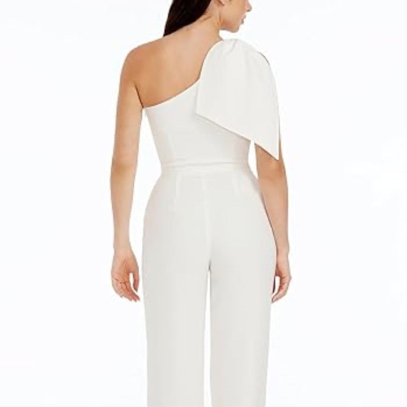 NWT Dress the Population Women's Tiffany Bow-Trim One-Shoulder Jumpsuit - size S