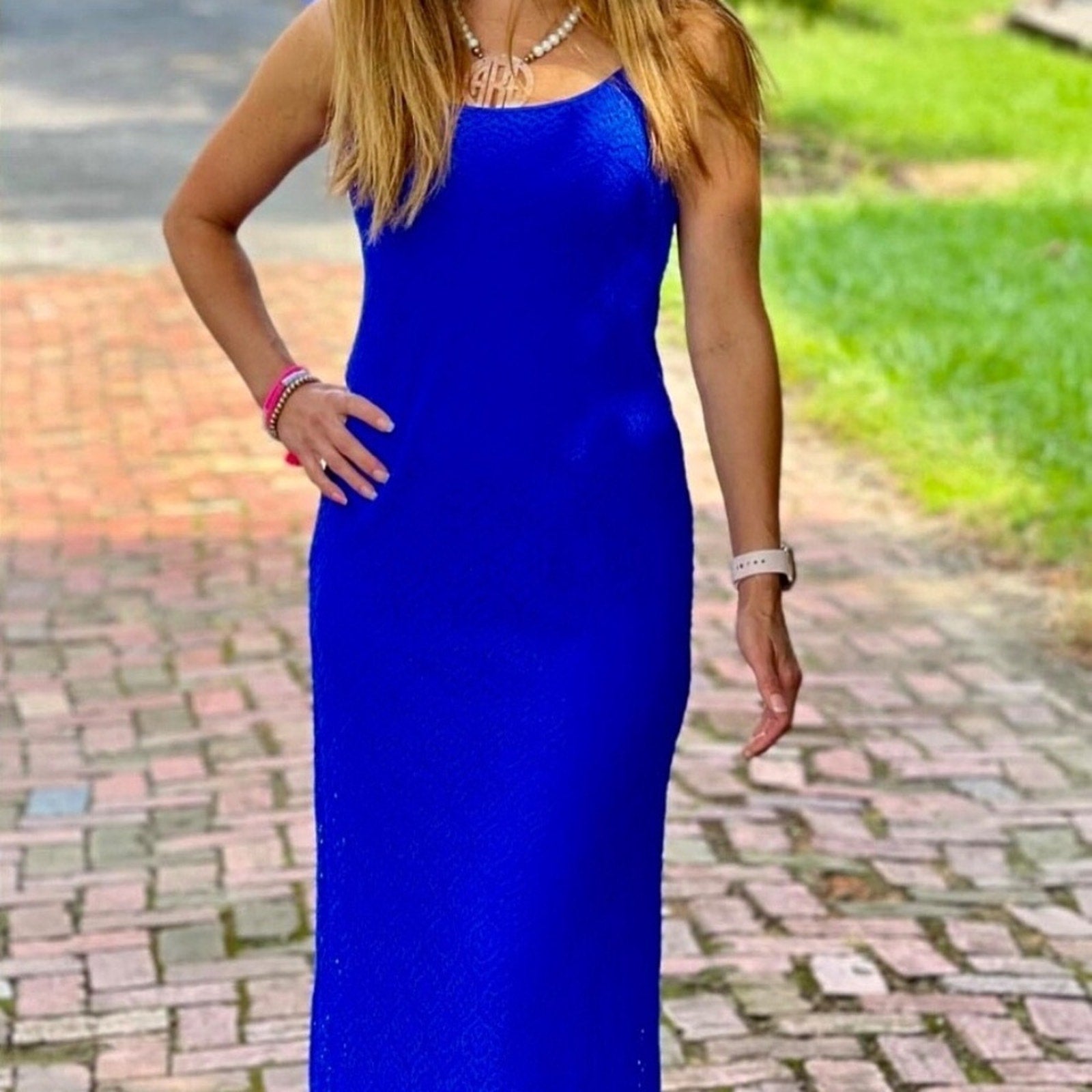 Lilly Pulitzer Avalon Maxi Dress in Beach Bungalow Lace Baha Blue - size Large