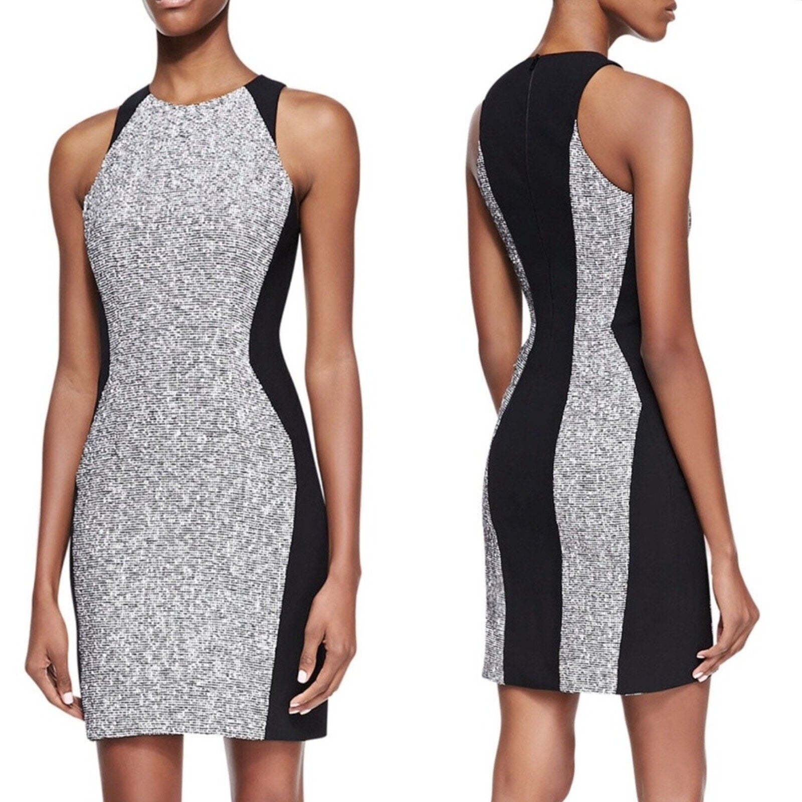 Rag & Bone Women's Clemence Paneled Tweed and Wool Dress in Black & White - 8