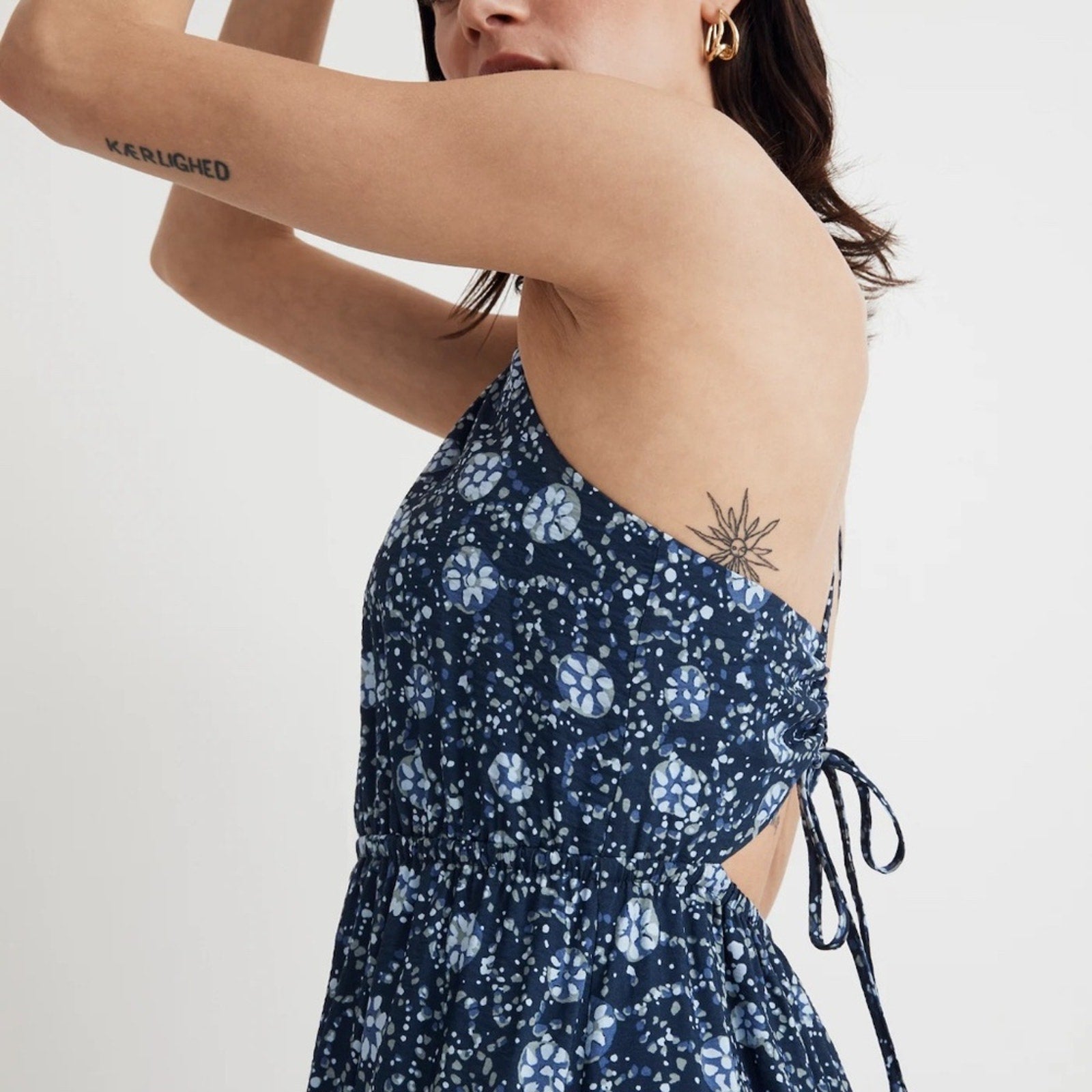NWT Madewell Cross-Back Halter Midi Dress Vineyard Medallion - size Large $148