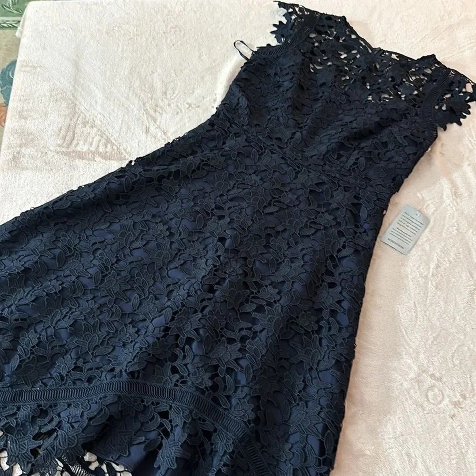 NWT Eliza J Navy Blue Lace Asymmetric Cocktail Dress - size 8