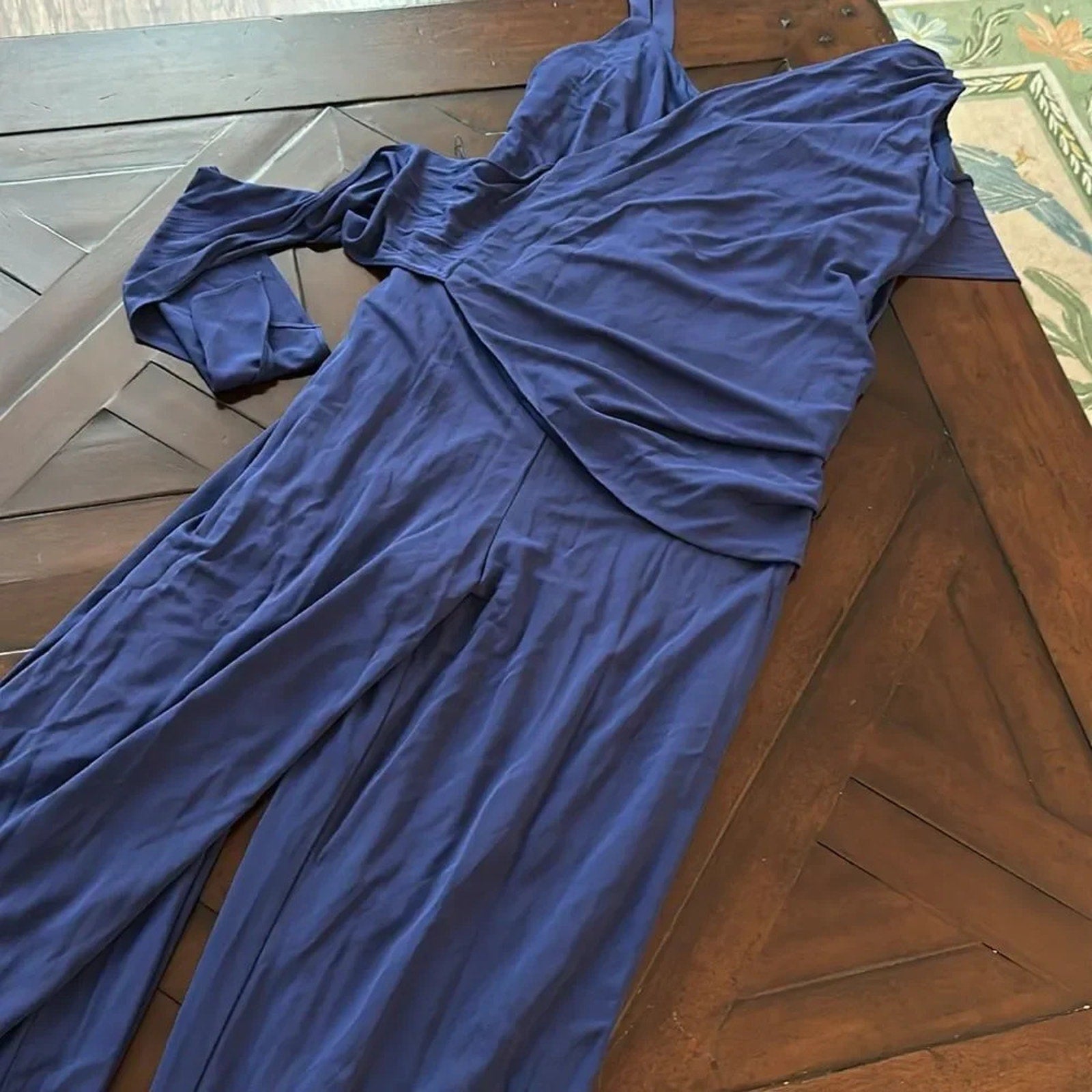 NEW HALSTON Zaria draped stretch-jersey wide-leg jumpsuit - size 6