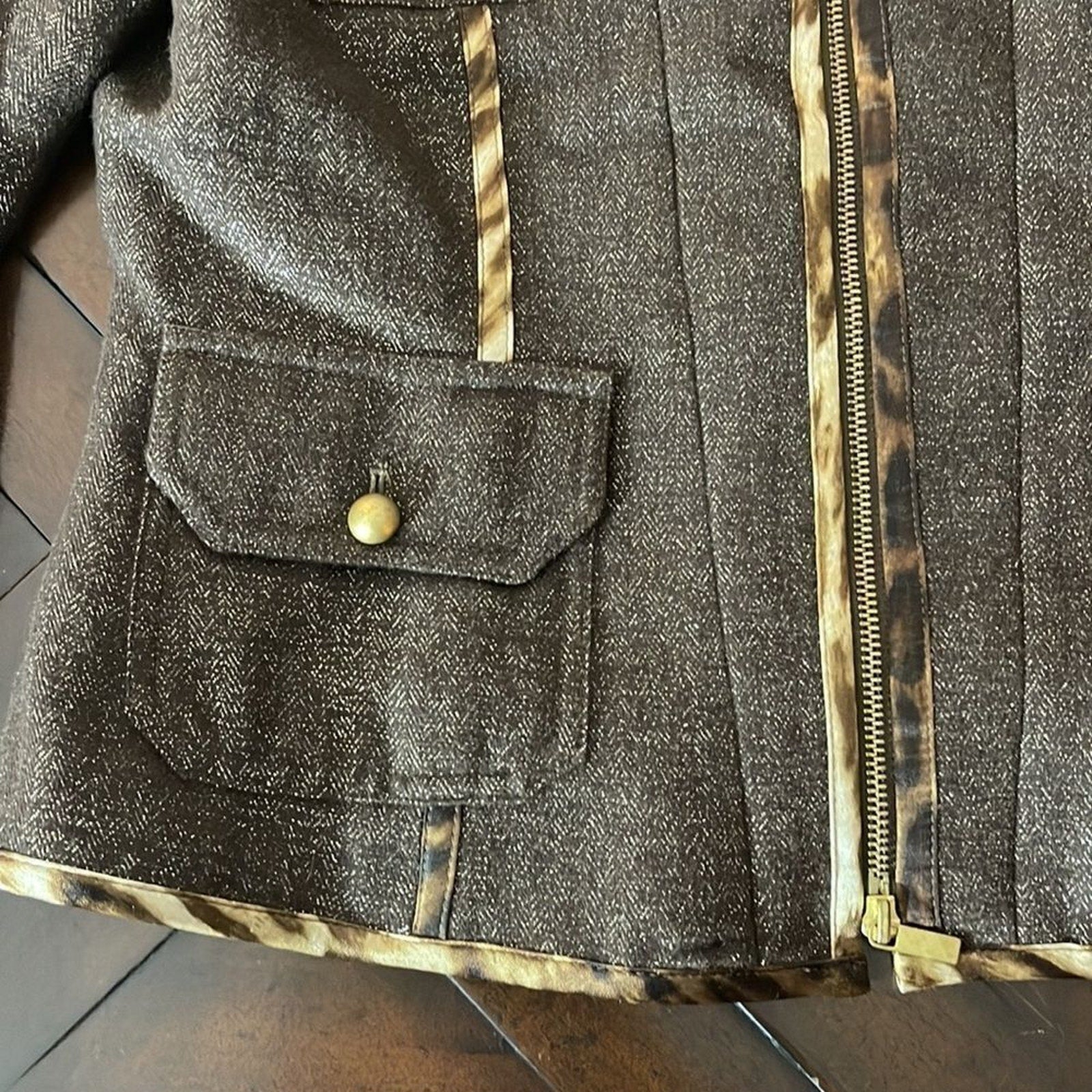 Amazing Cache brown metallic wool jacket - size 10