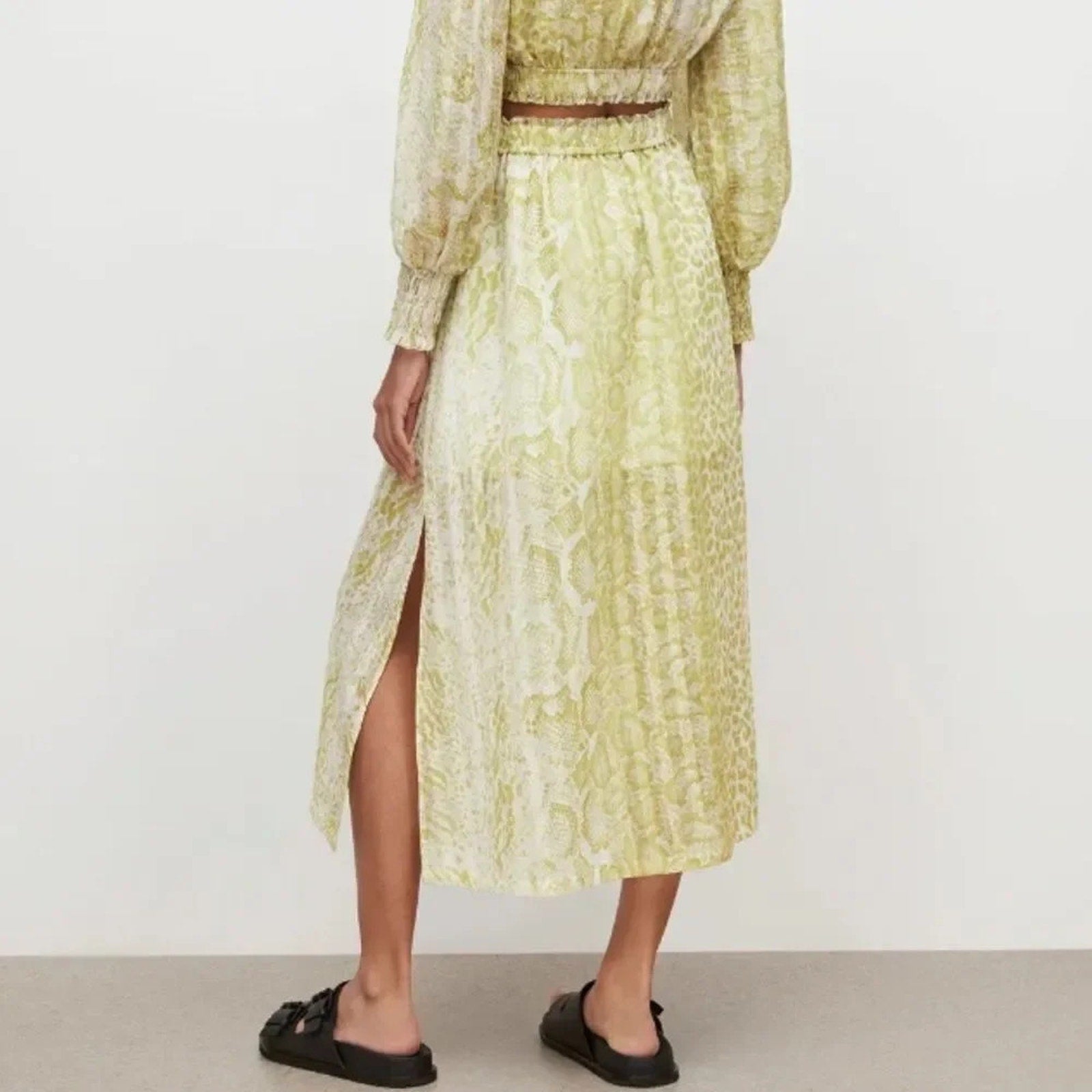 NEW ALLSAINTS Clara Noche Pleated Midi Skirt - size 10