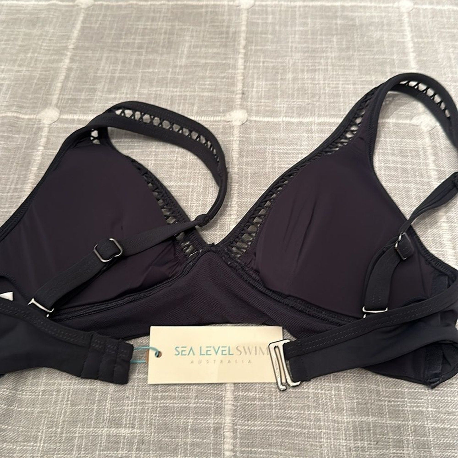 NWT Sea Level Lola Shimmer Triangle Bikini Top - Charcoal - 4