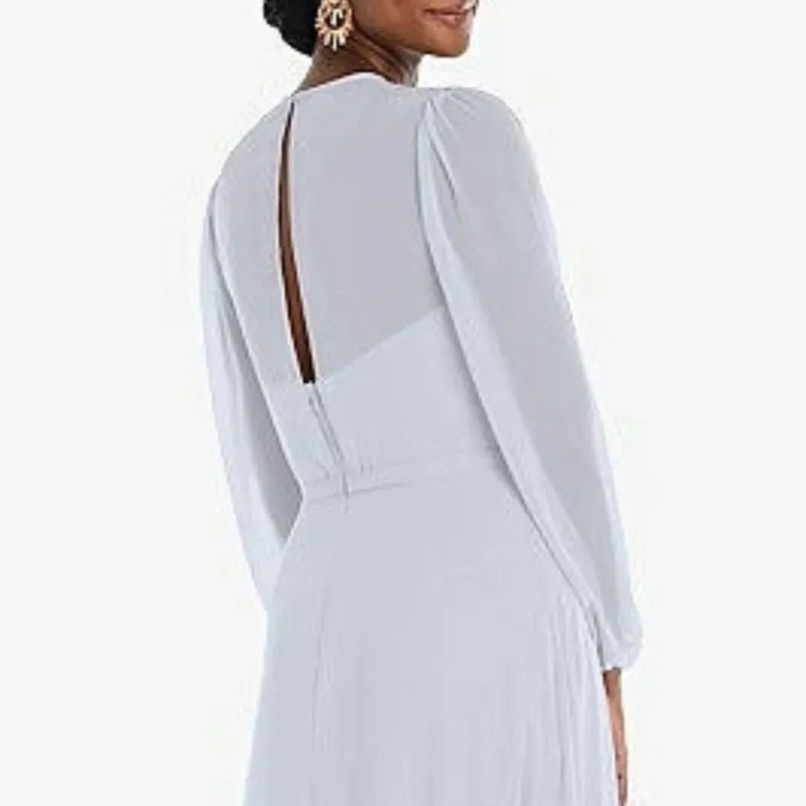 NWOT Dessy Colletion STRAPLESS CHIFFON MAXI DRESS WITH PUFF SLEEVE BLOUSON - 6