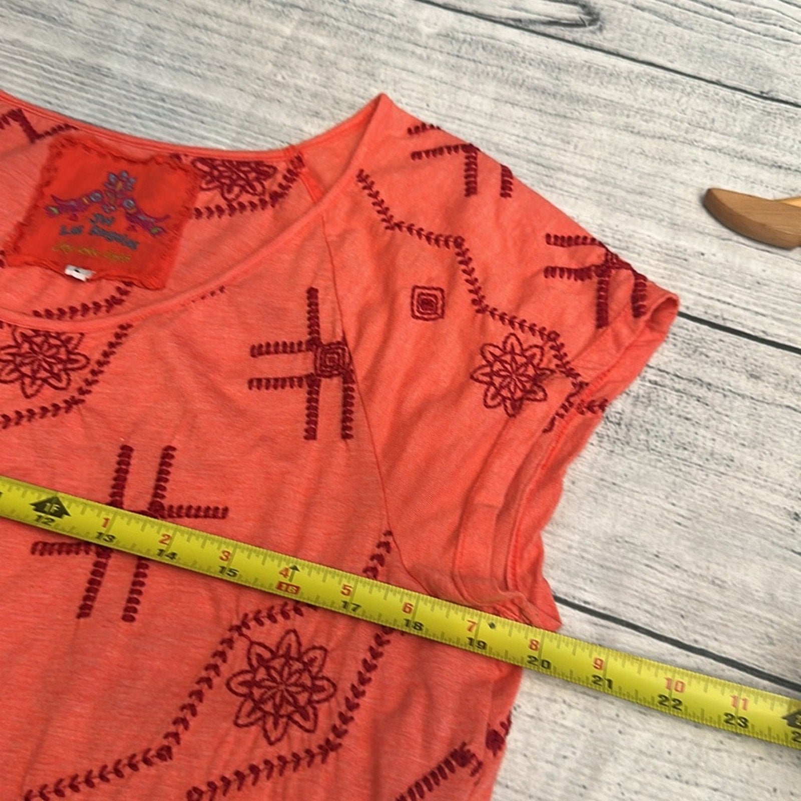 Johnny Was dark coral pink geometric embroidered dress - size large