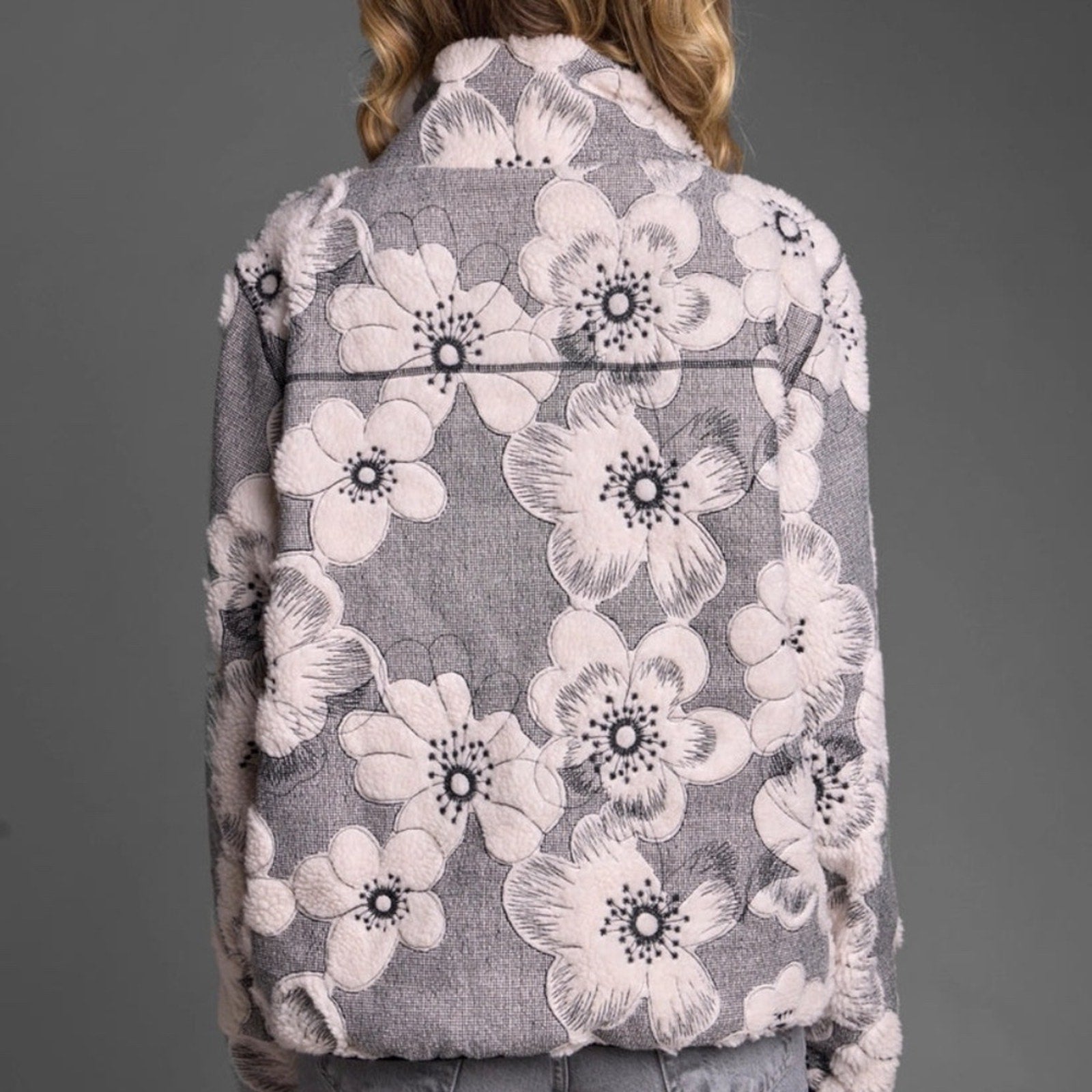 NEW SAACHI Floral Sherpa Jacket - One Size