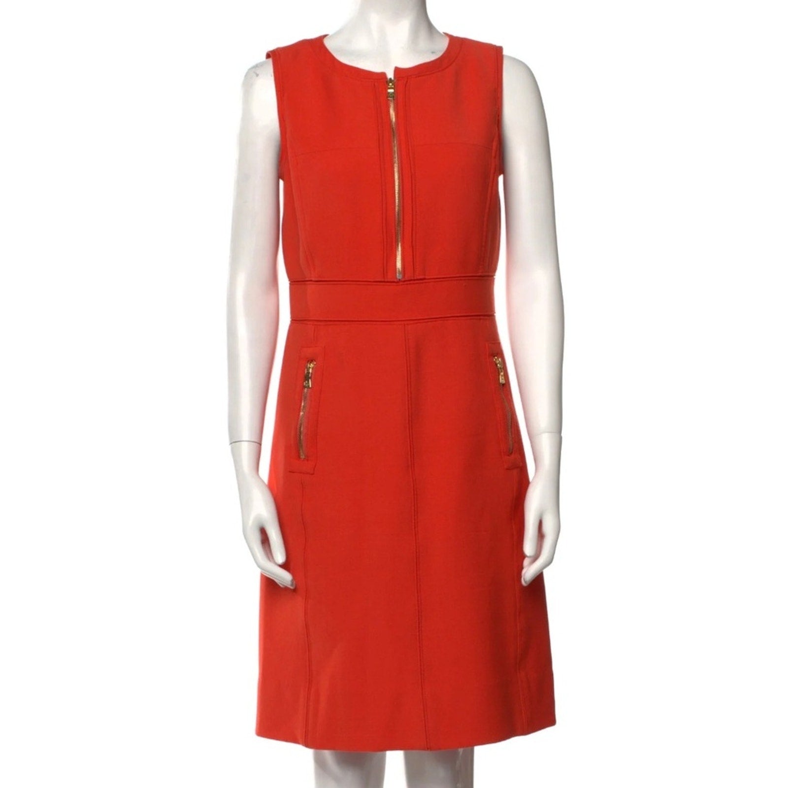 TORY BURCH Mariel Orange Gold 1/2 Zip Wool Blend Dress - size 4