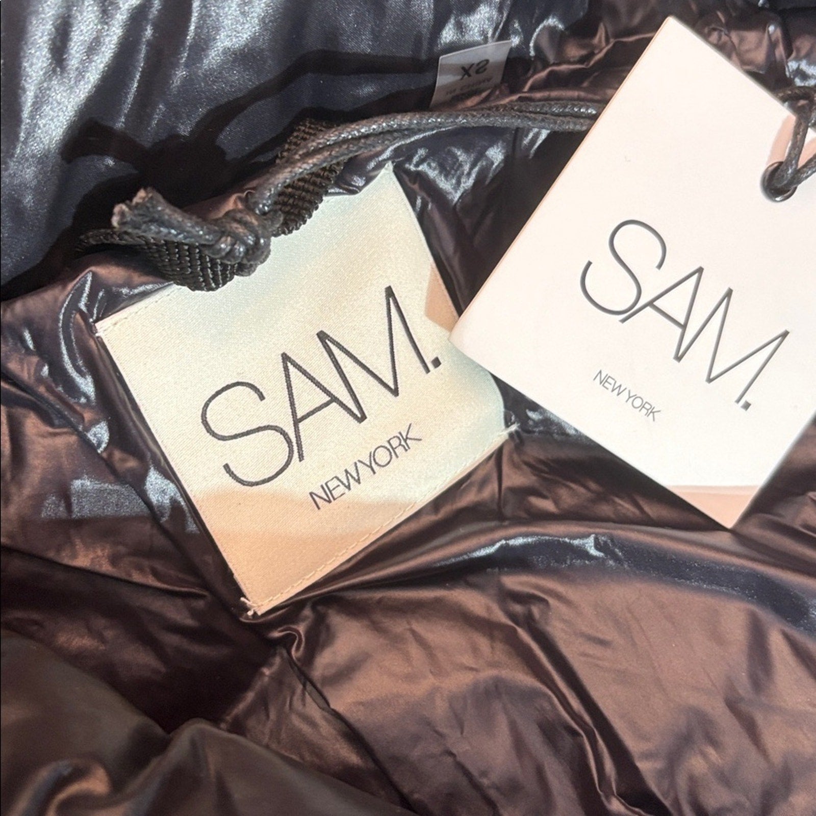 NWT SAM. Freestyle Down Nylon Puffer Jacket Color JET BLACK - size small