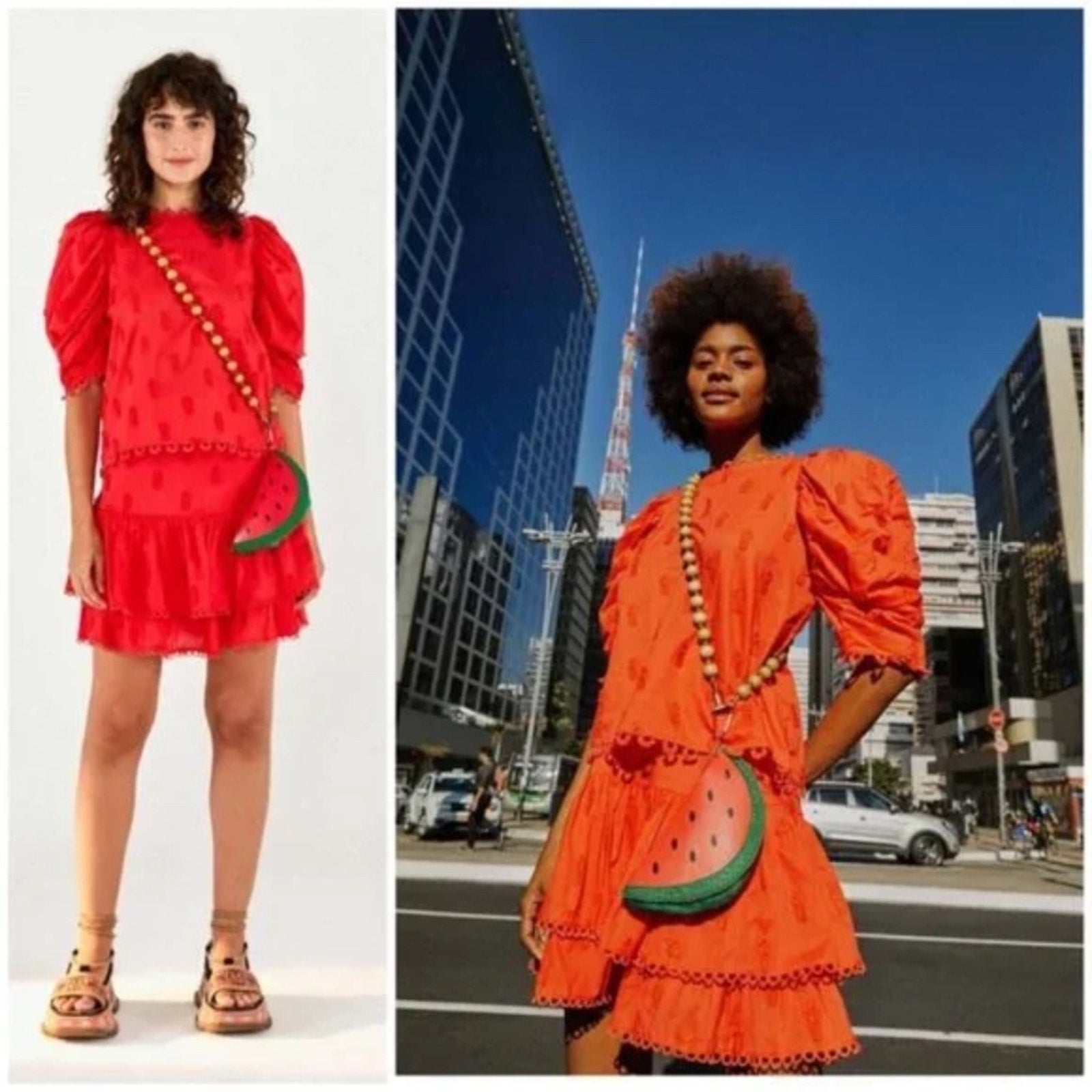 Farm Rio Women’s Red A-Line Tiered Pineapple Mini Skirt - size small