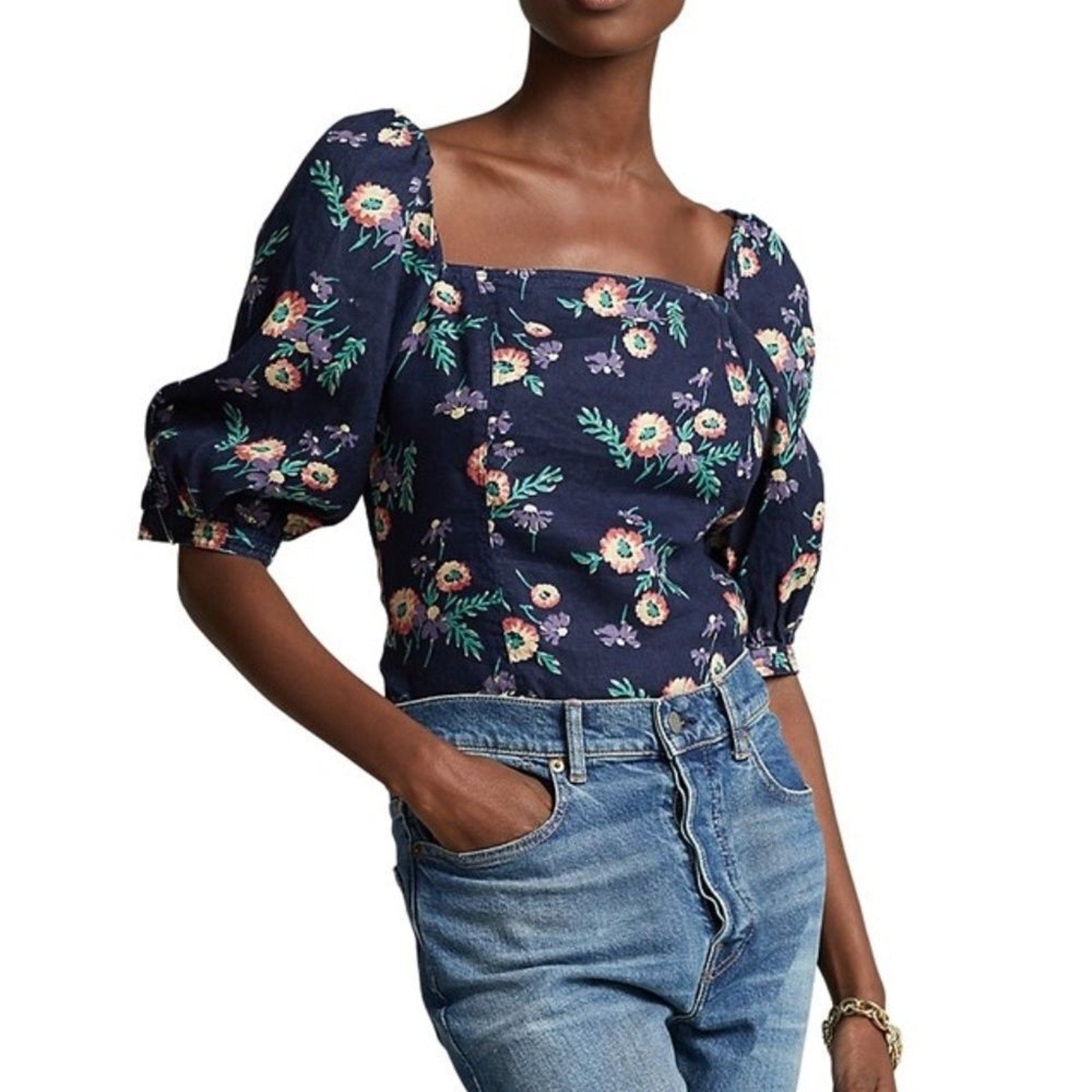 NEW POLO RALPH LAUREN FLORAL BLOUSE - size 2