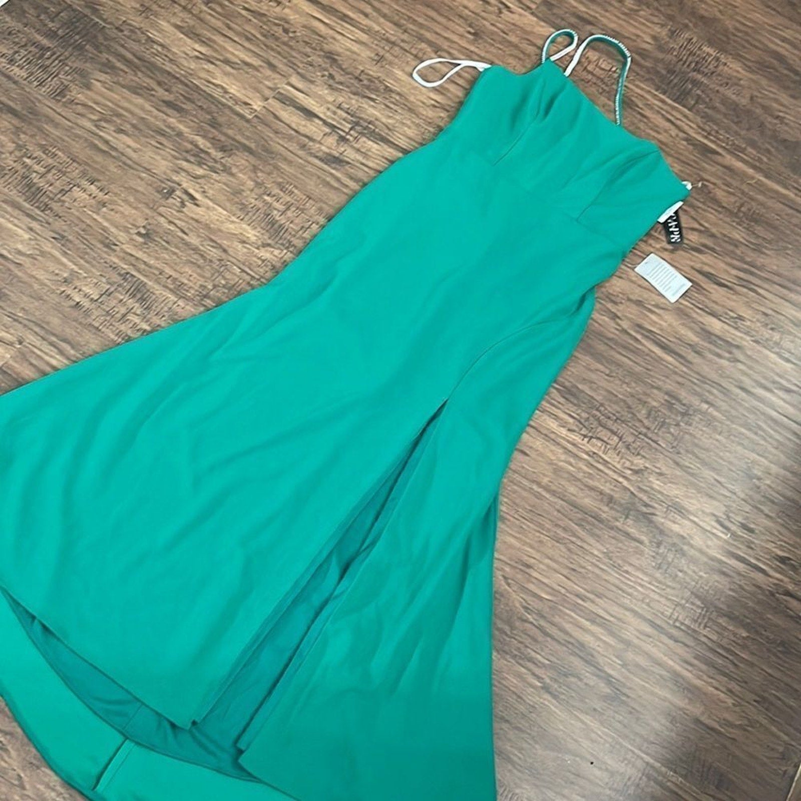 NWT Xscape Long Scuba Asymmetrical Bling Dress - size 14