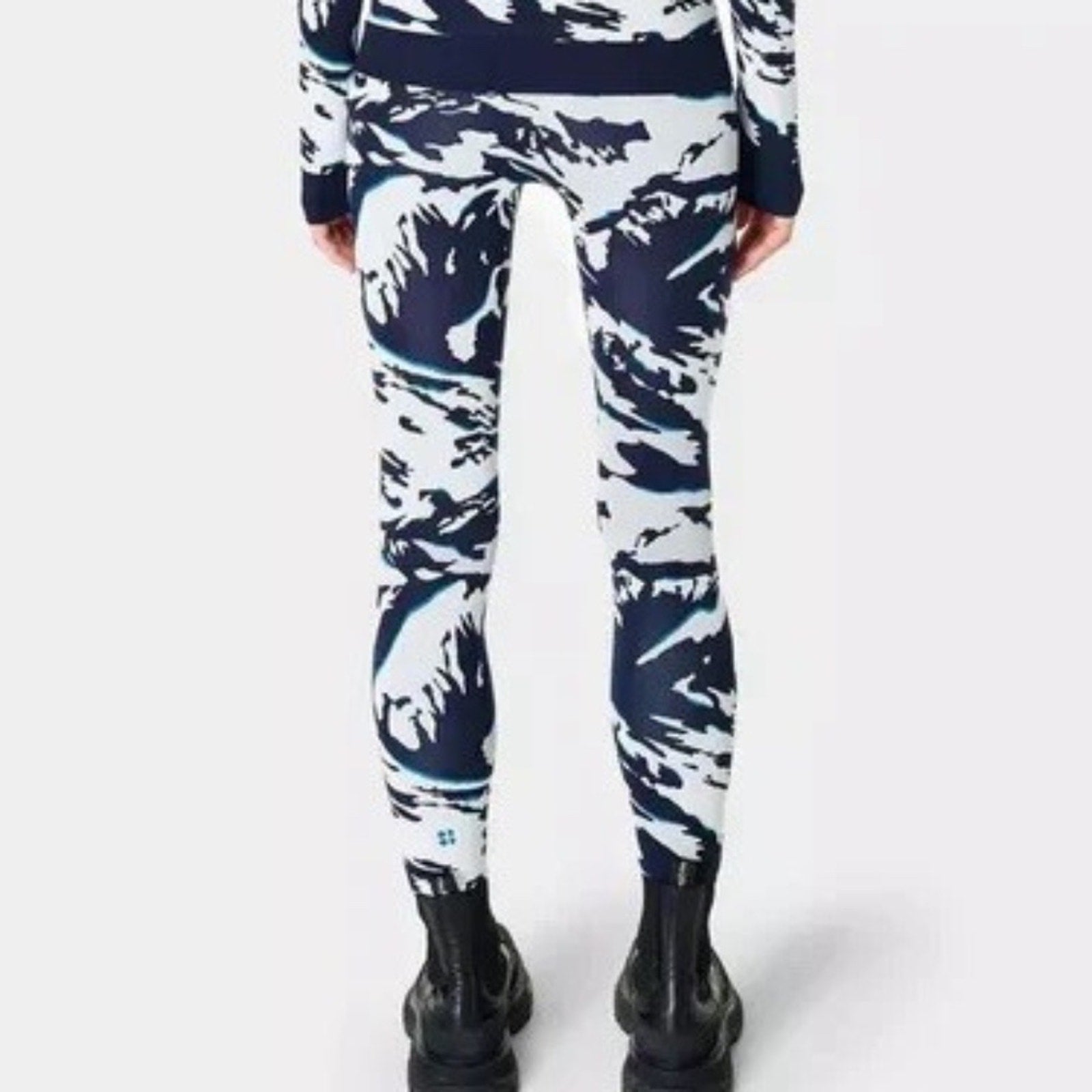 NWT Sweaty Betty Ski Base Layer Leggings SB8631A - Blue Peaks Jacquard - XS