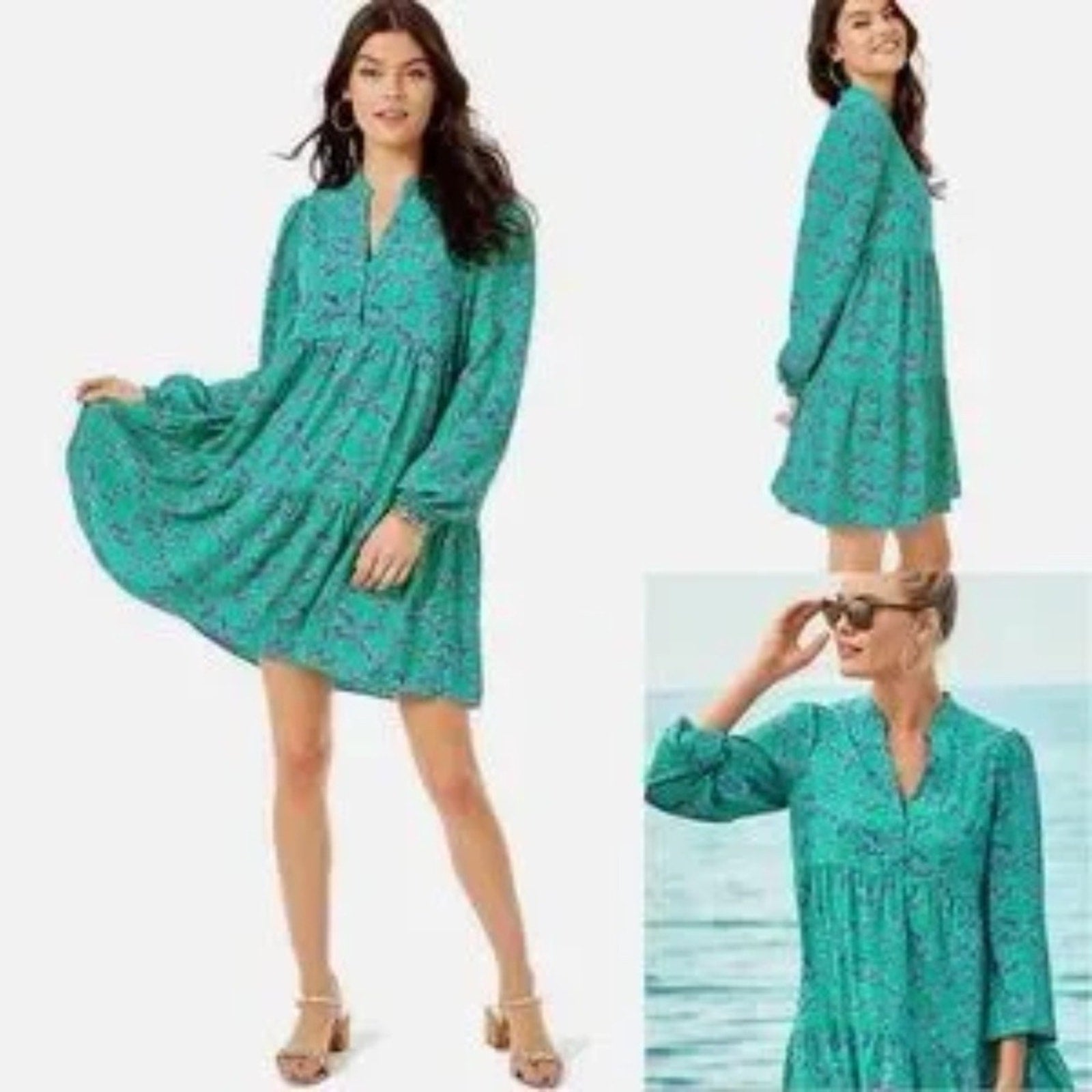 Lilly Pulitzer Winona Stretch Dress Green Heebee Zeebees Zebra - size XS