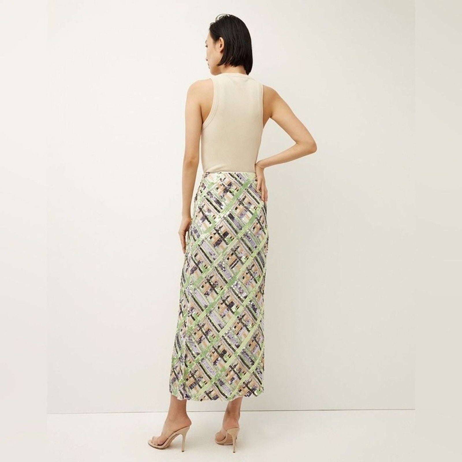 VERONICA BEARD Brent EMBELLISHED sequin midi skirt mermaid - size 0