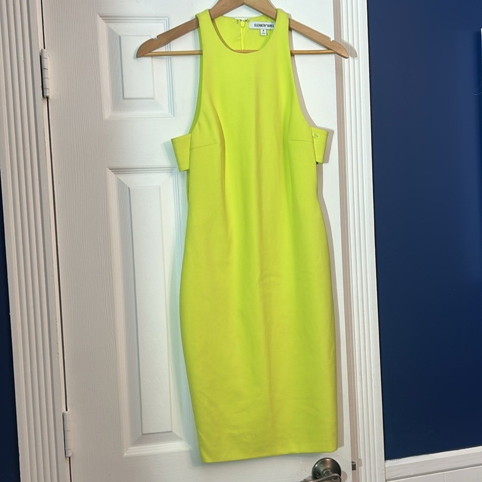 NEW Elizabeth and James Oriana Side Cutout Neon Yellow 37" - size 4