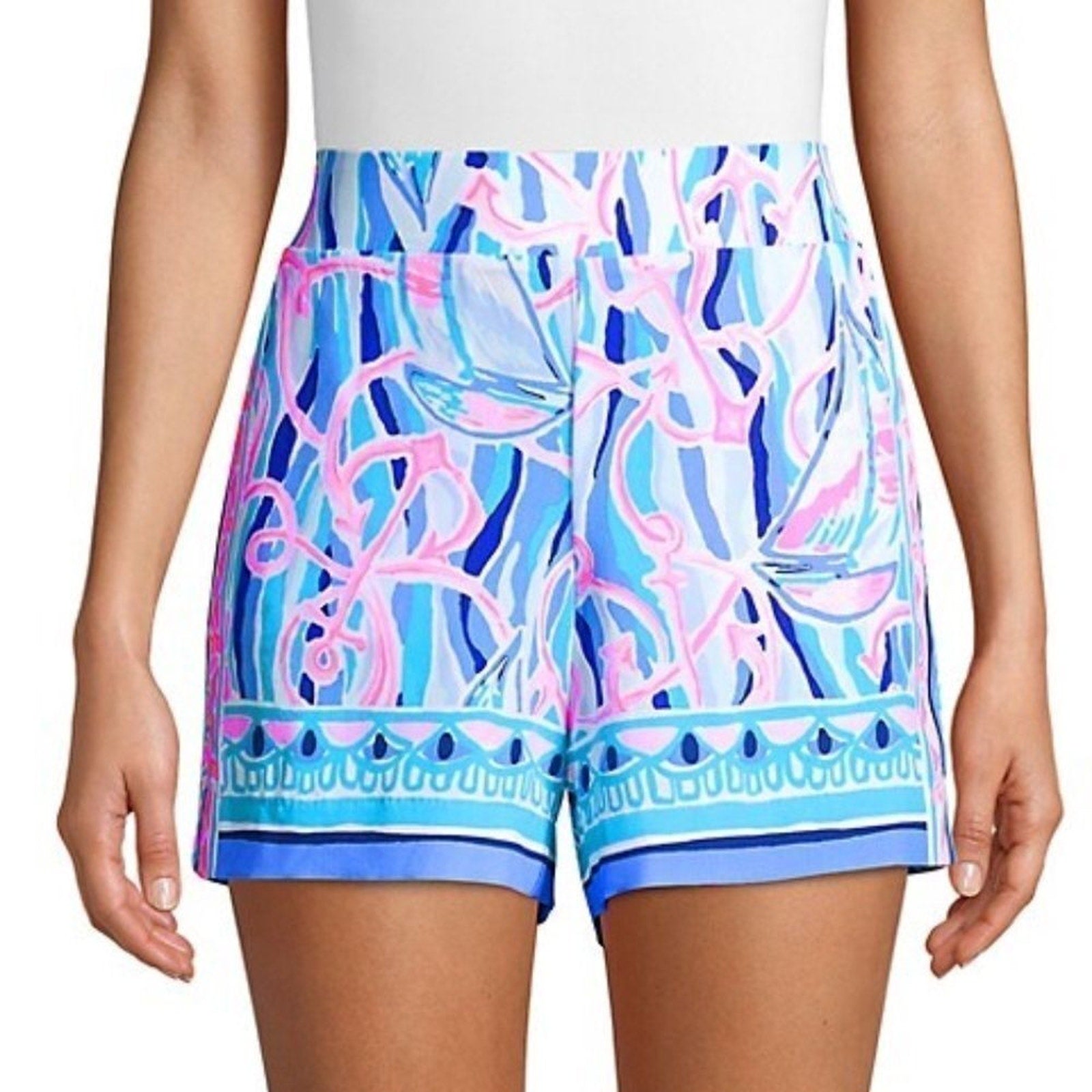 NWT LILLY PULITZER 5" Neilah Short In Skim Blue Reel Nauti Engineered Short