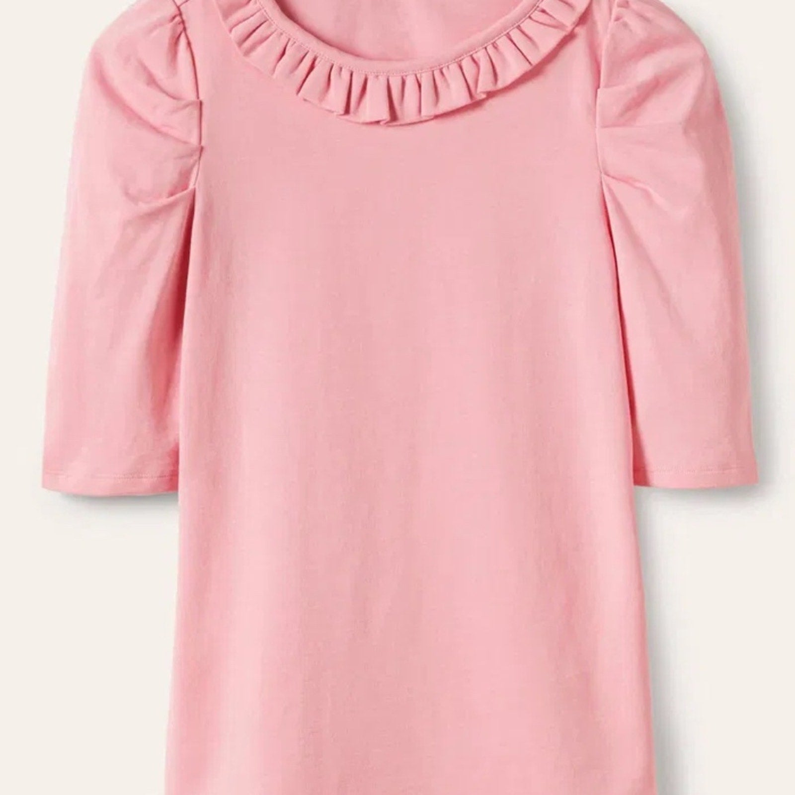 BODEN Puff Sleeve Frill Neck T-Shirt - SIZE 4
