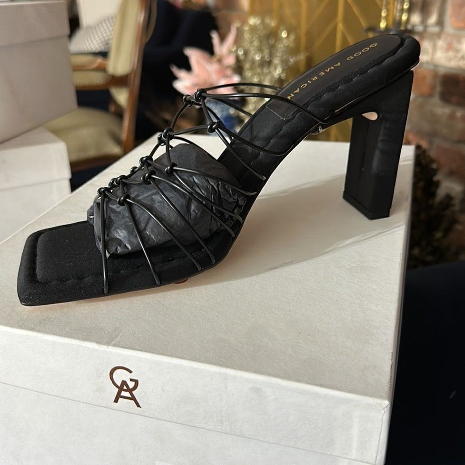 NEW Good American Caged Mule Neoprene Black Size 10.5 GA372N-X