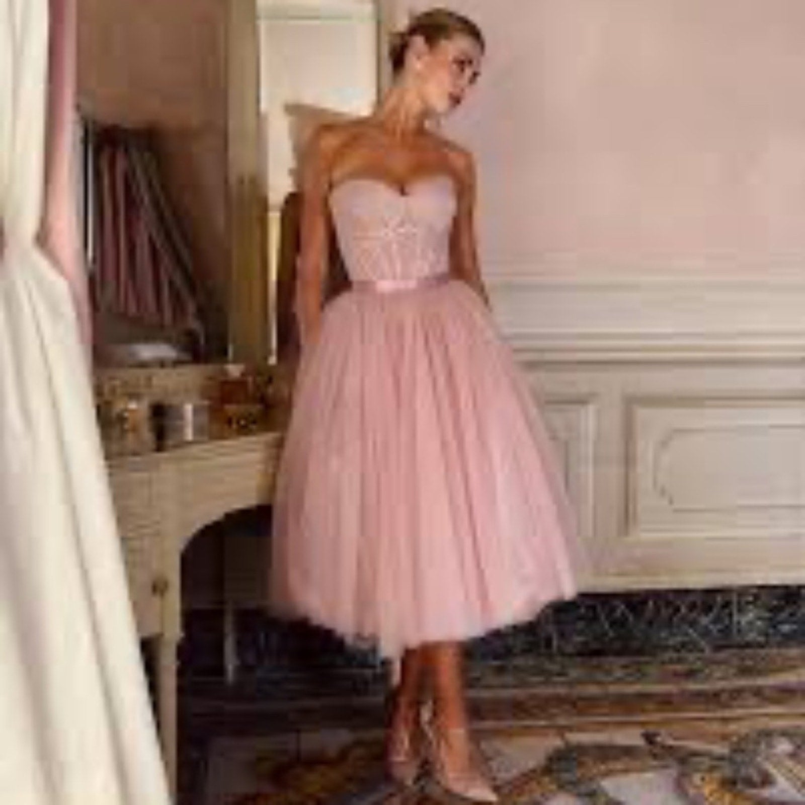 NWT House of CB Women's Darling Corset Fit & Flare Dress - Pink - size M