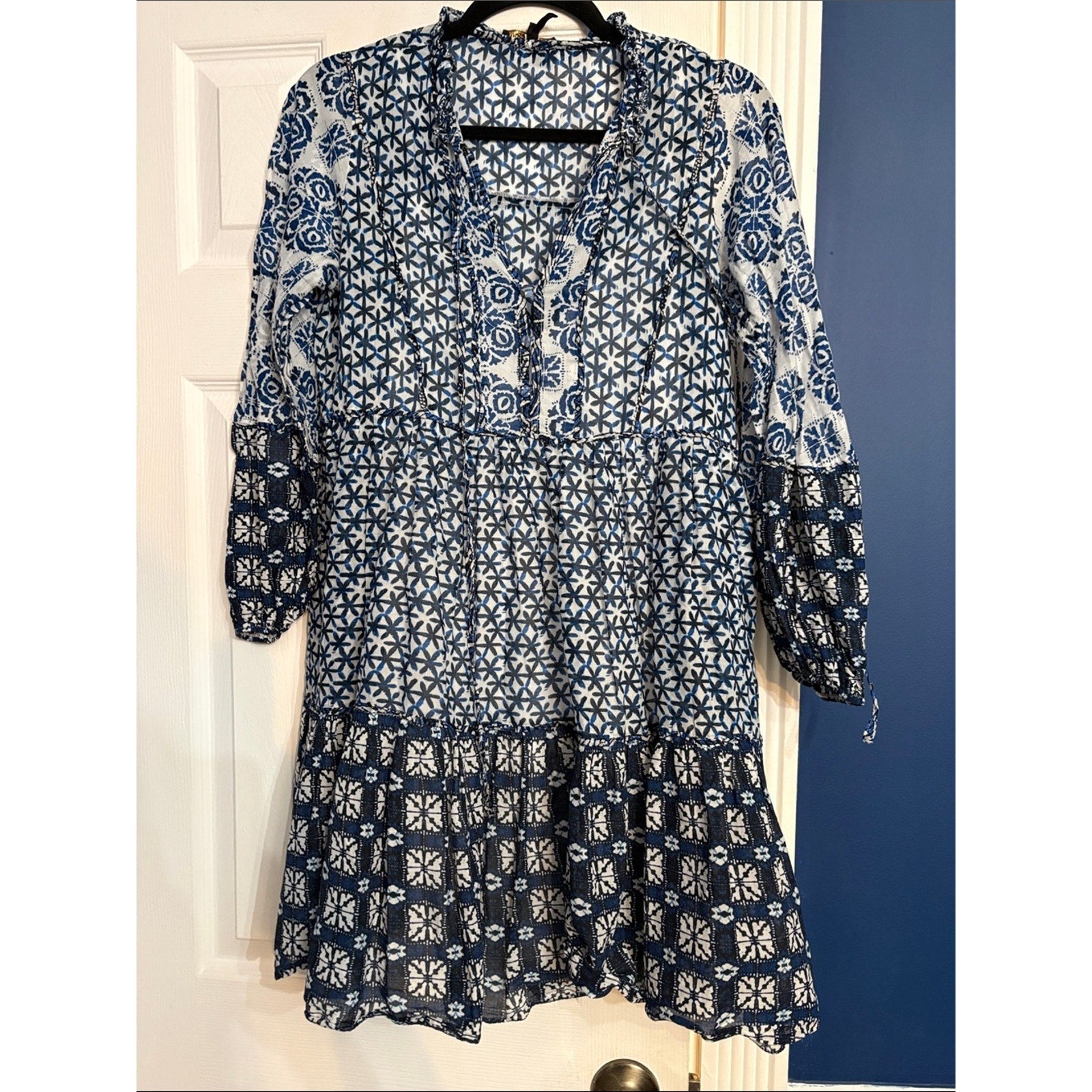Maje Blue Patchwork Dress - size 38 (US 6)